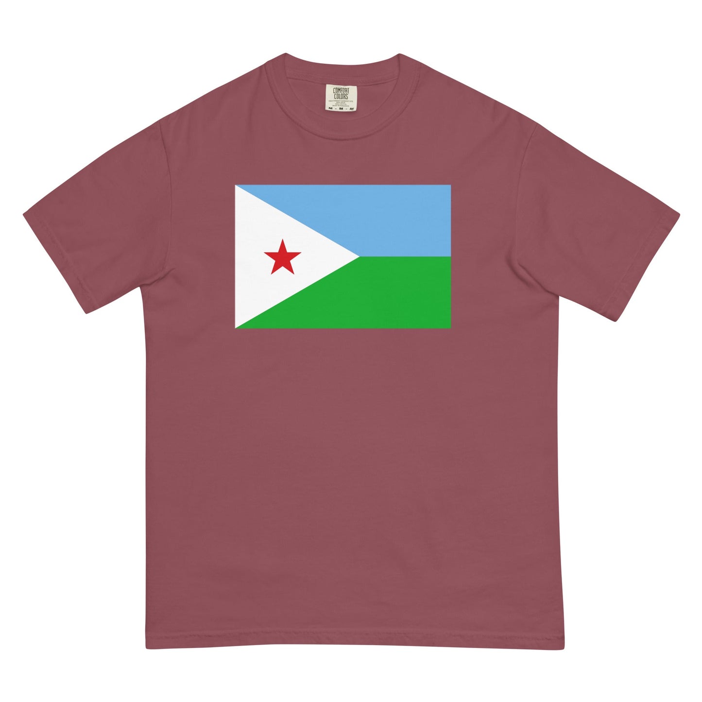 Djibouti flag shirt in brick, size 2X large