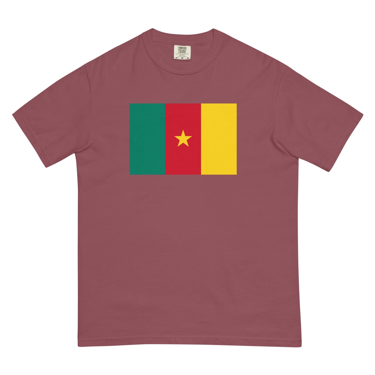 Flat lay of espresso Cameroon flag tee, small size