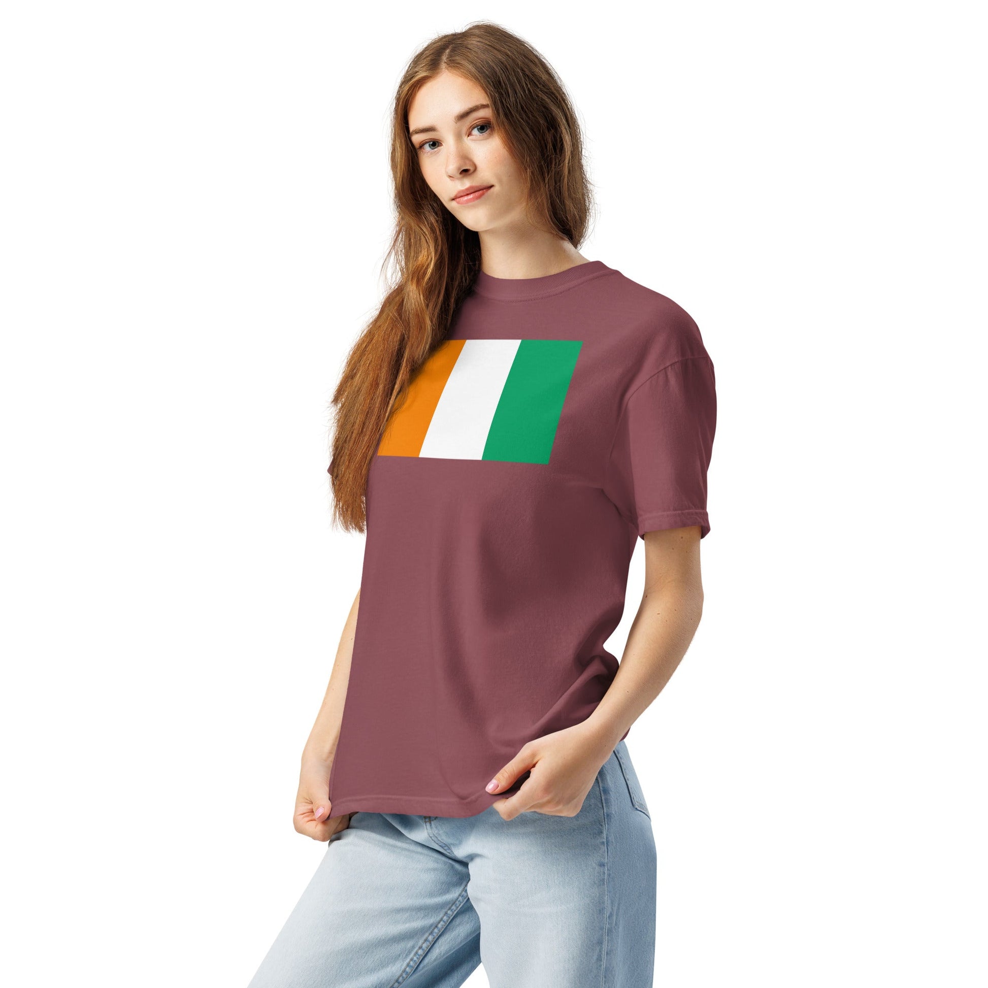 Flat lay of black Cote Divoire flag tee, 2X large size