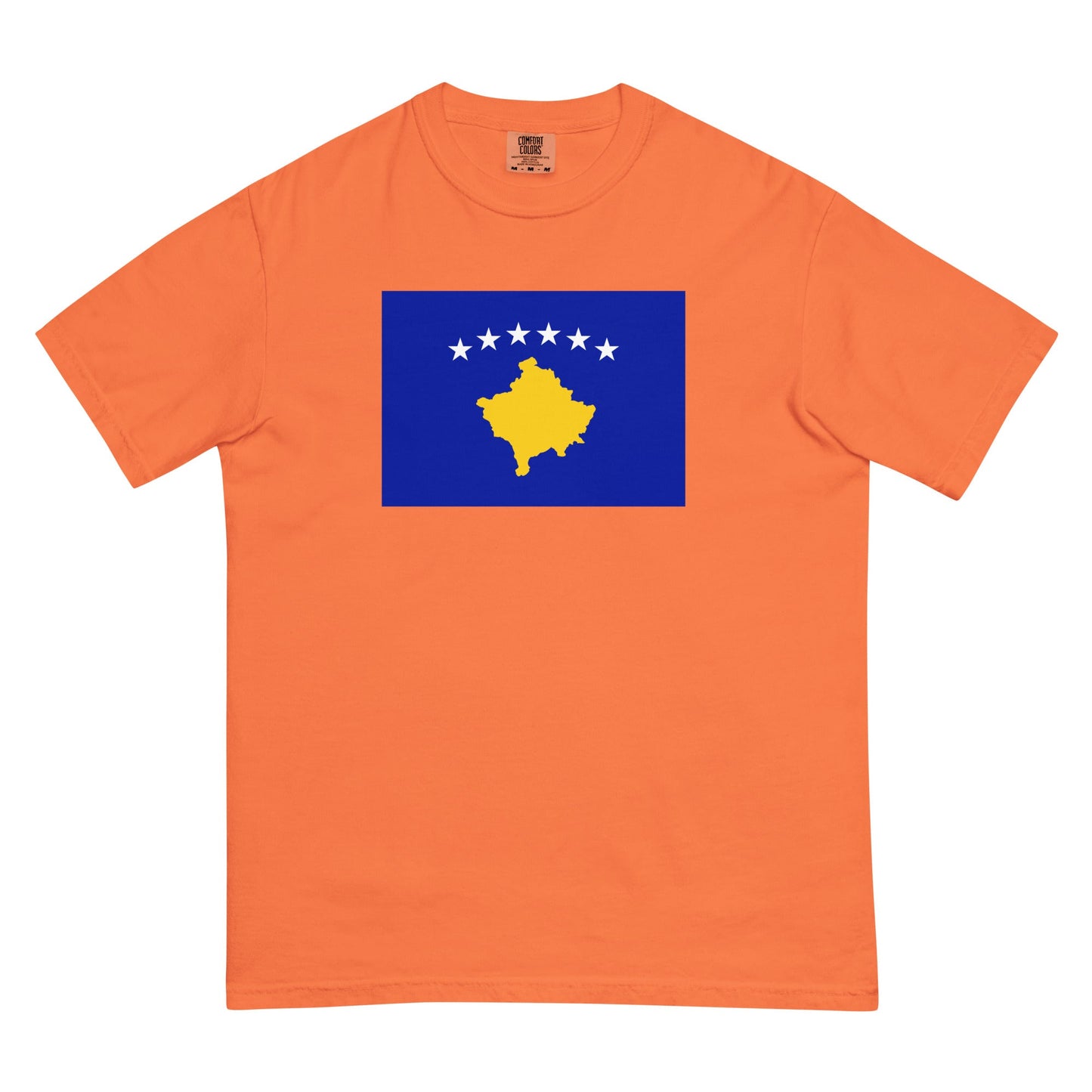 Bold Kosovo 1 flag design tee in hemp, extra large