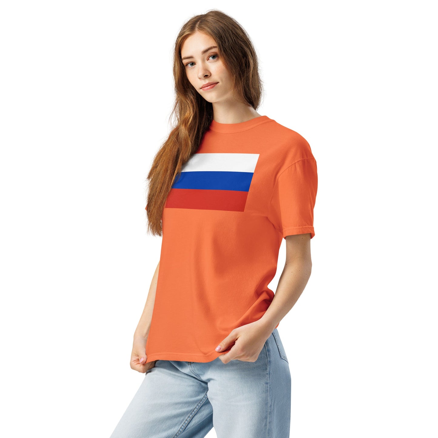 black shirt with Russia flag design, 2X large
