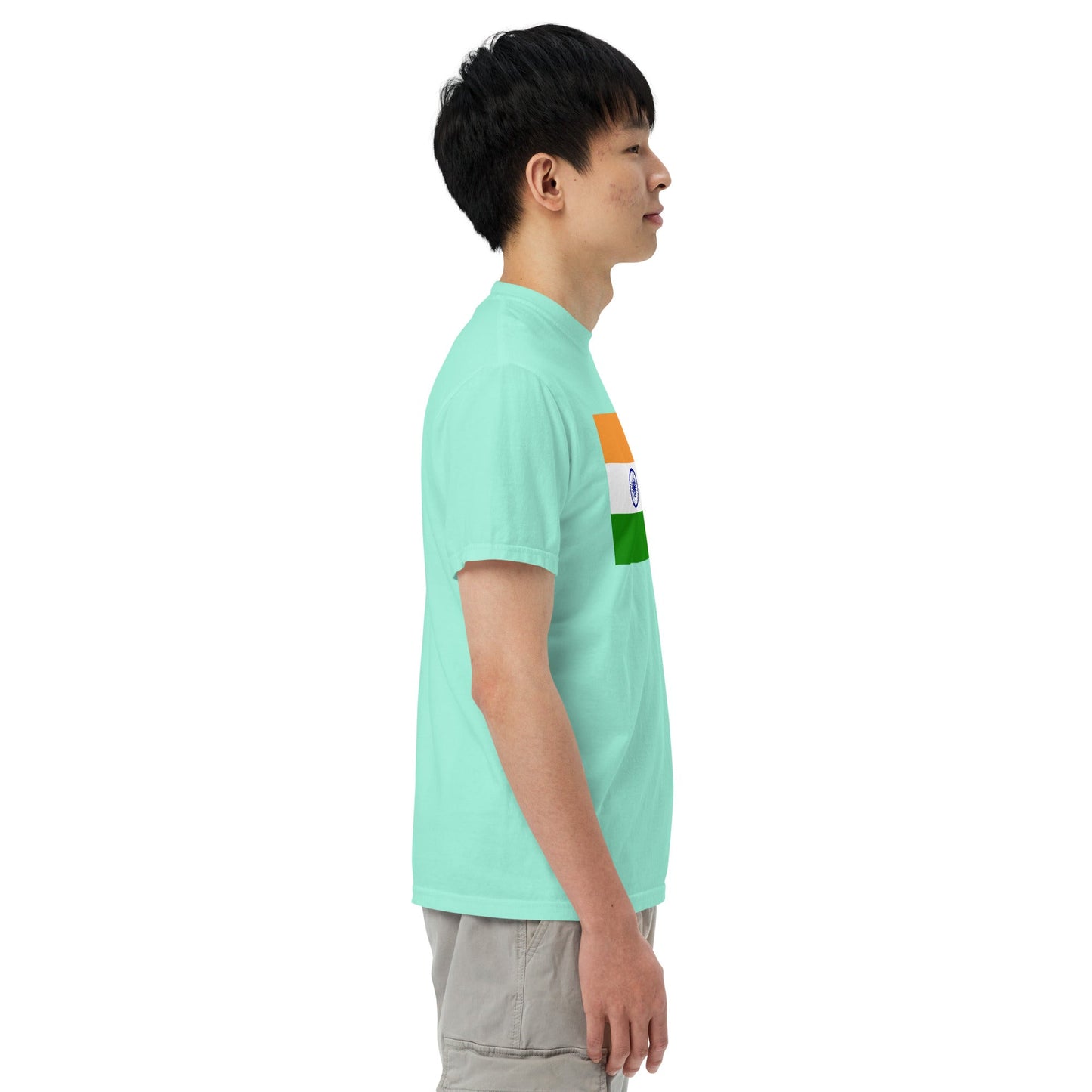 Flat lay of true navy India flag tee, medium size