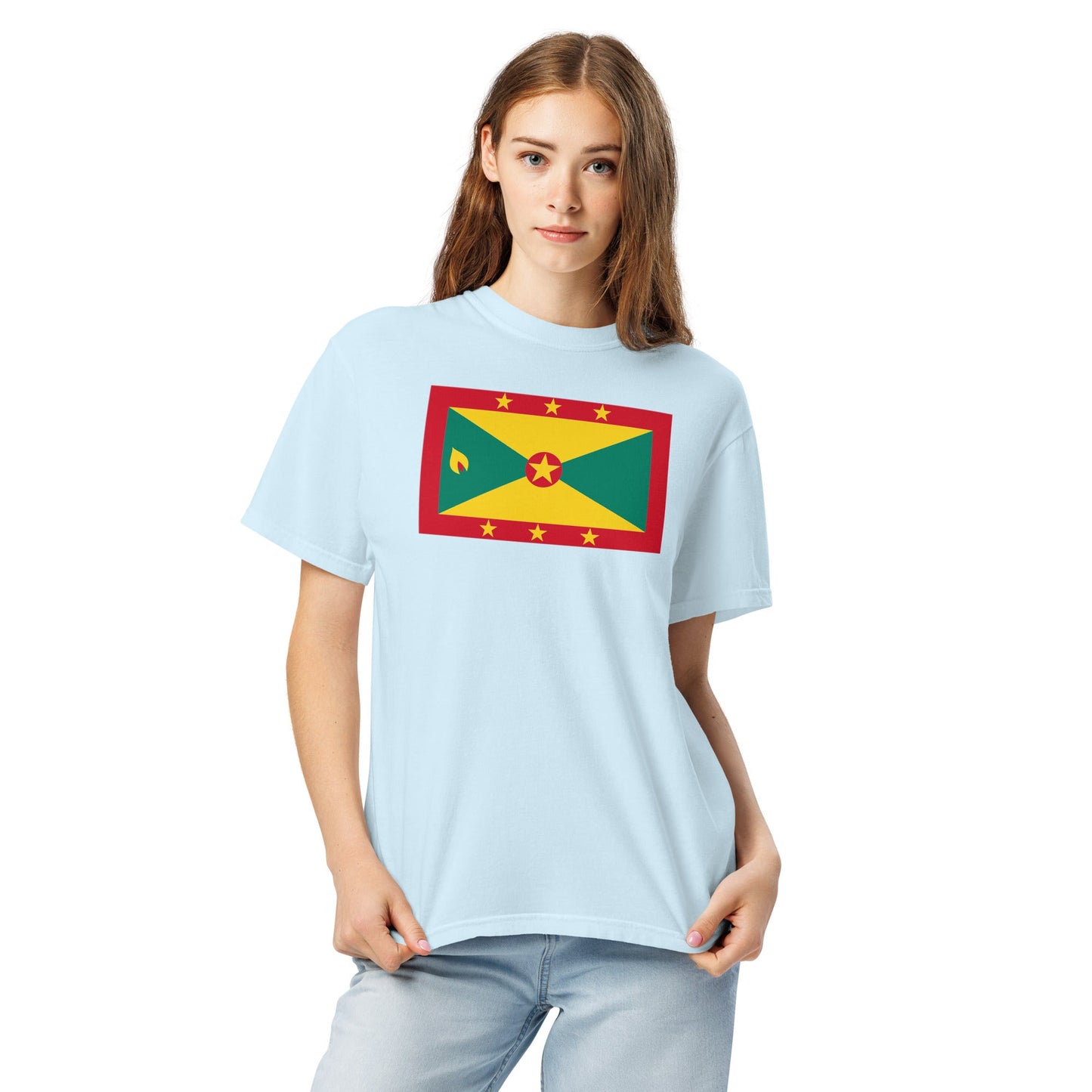 Grenada pride shirt in blue spruce – unisex, medium