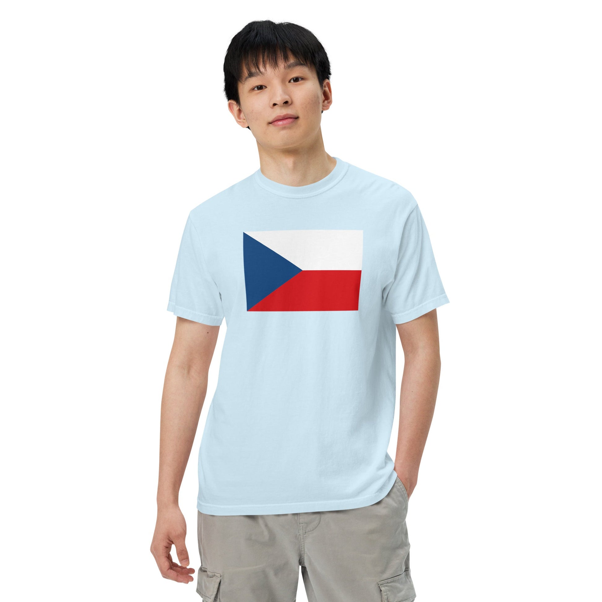 blue spruce shirt with Czechia Czech Republic flag design, 3X large