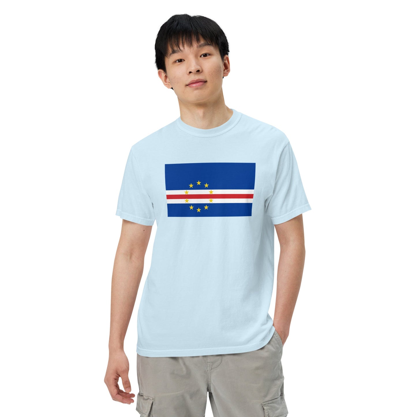 Flat lay of red Cape Verde flag tee, 4X large size