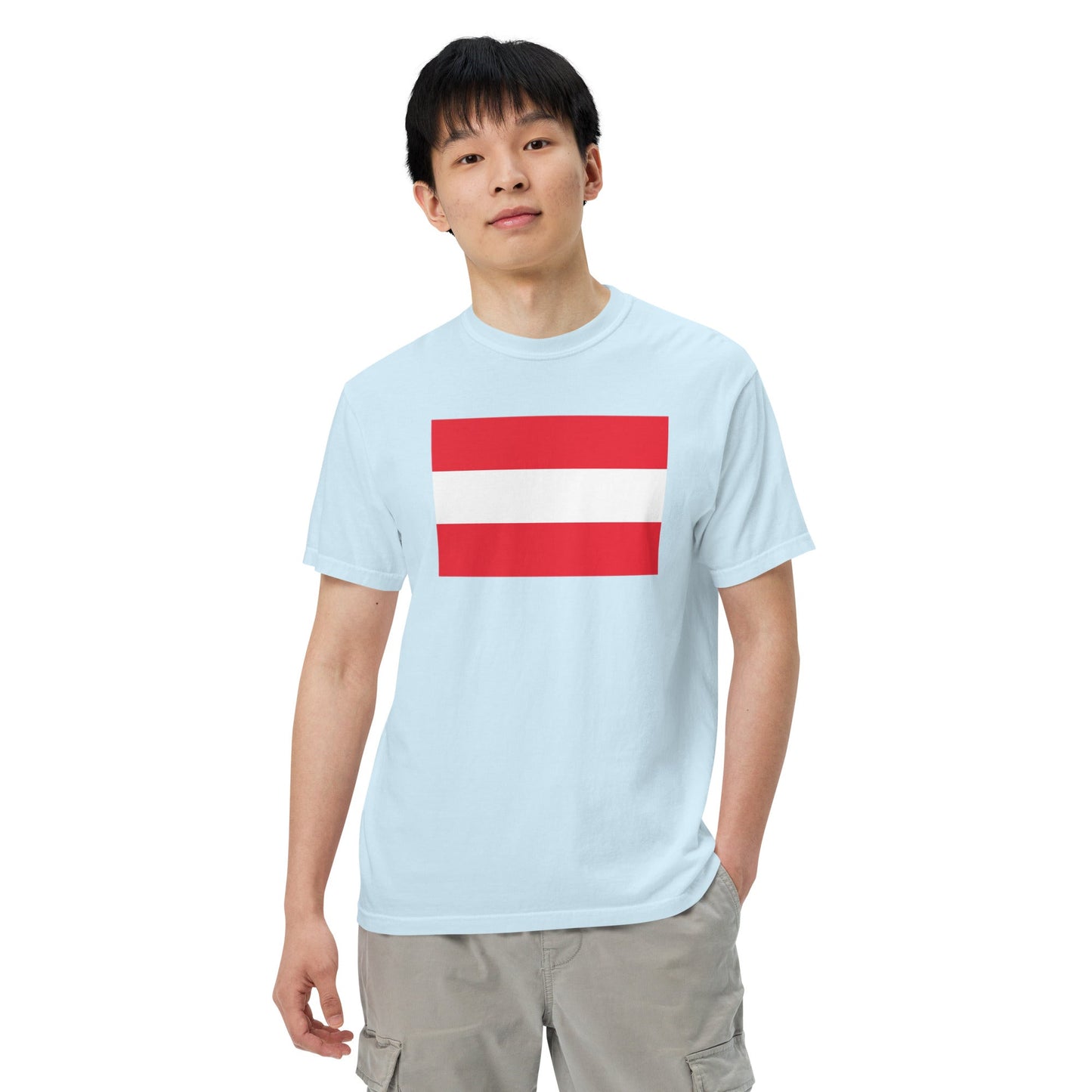 Stylish Austria flag t-shirt laid flat, small, espresso