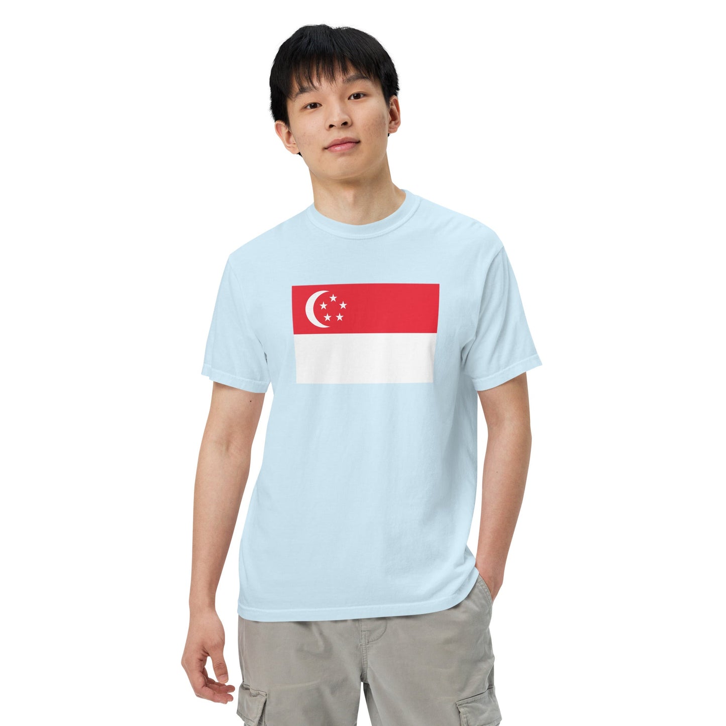black shirt with Singapore flag design, extra large