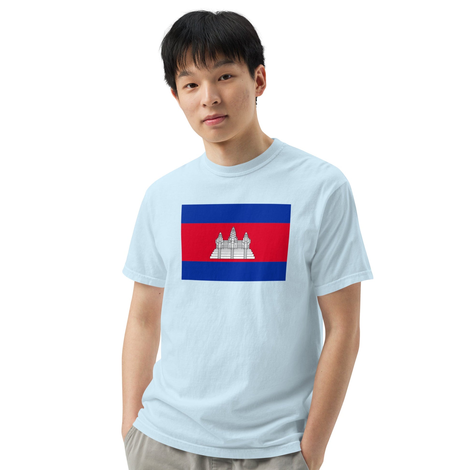 Flag tee representing Cambodia in black, large