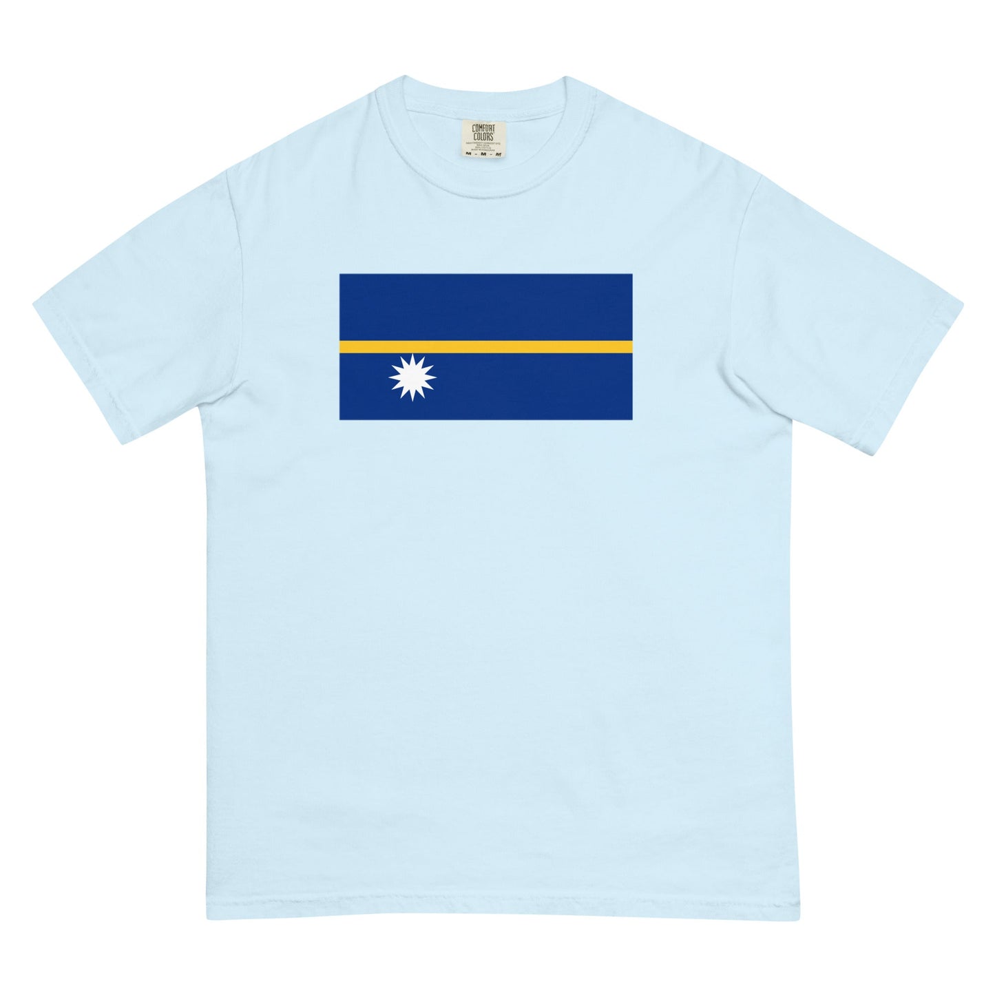 Bold Nauru flag design tee in brick, 2X large