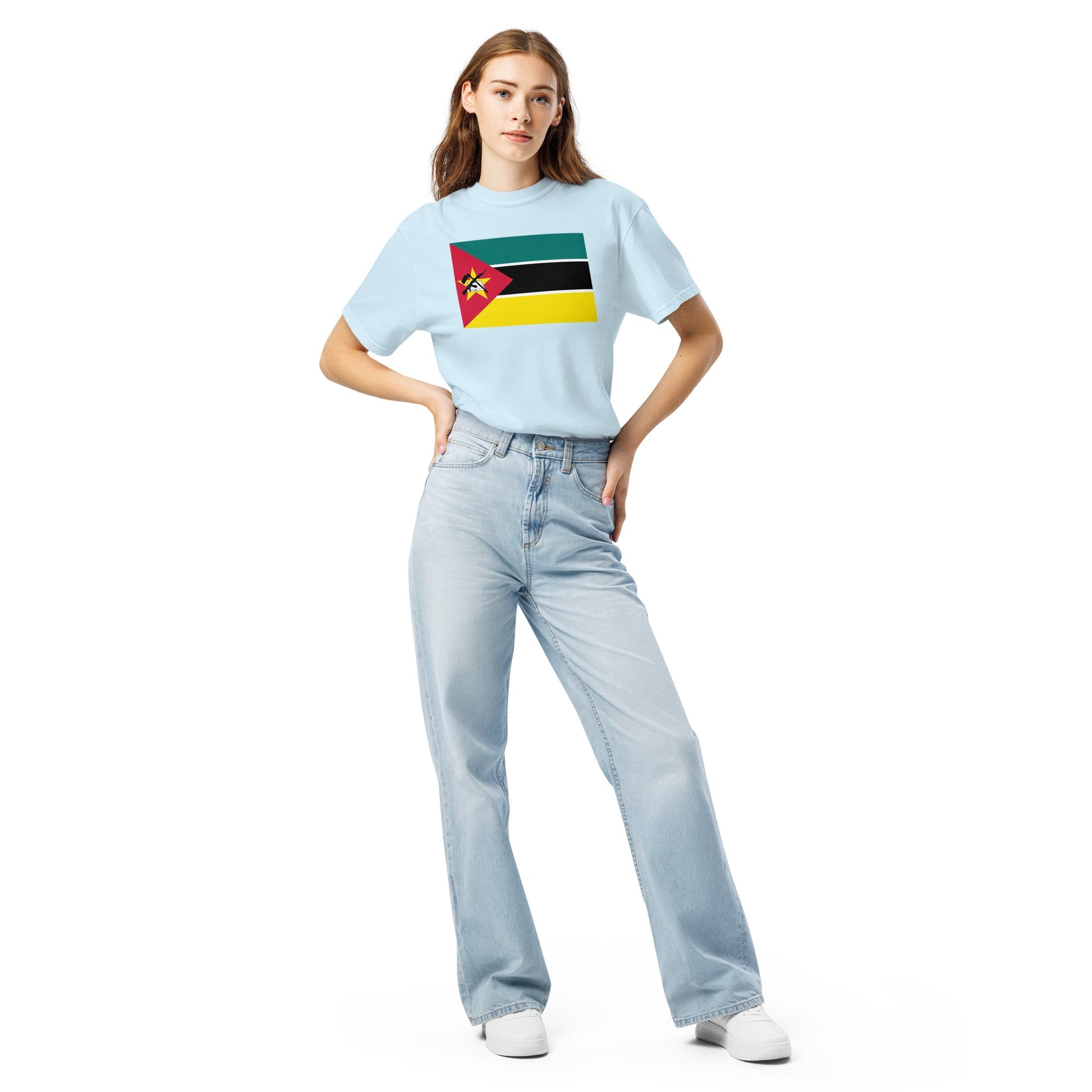 Stylish Morocco flag t-shirt laid flat, large, red