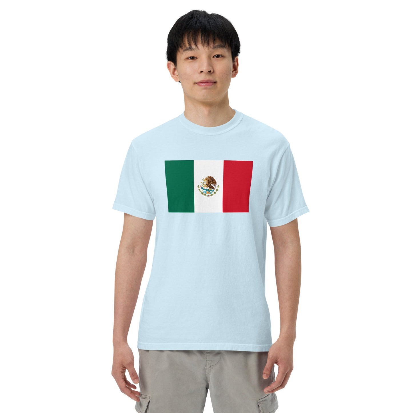 Flat lay of red Mexico 1 flag tee, 2X large size