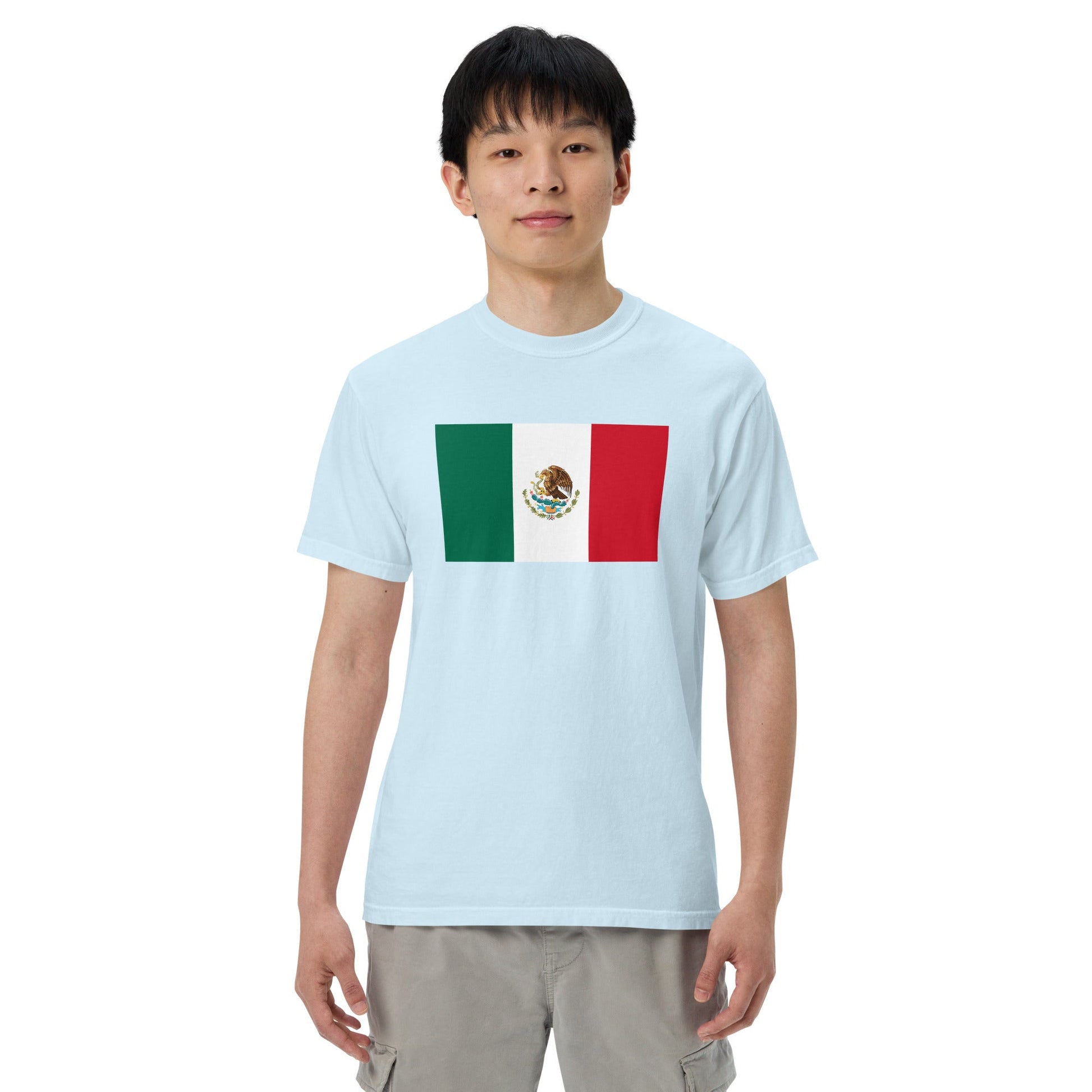 Flat lay of red Mexico 1 flag tee, 2X large size