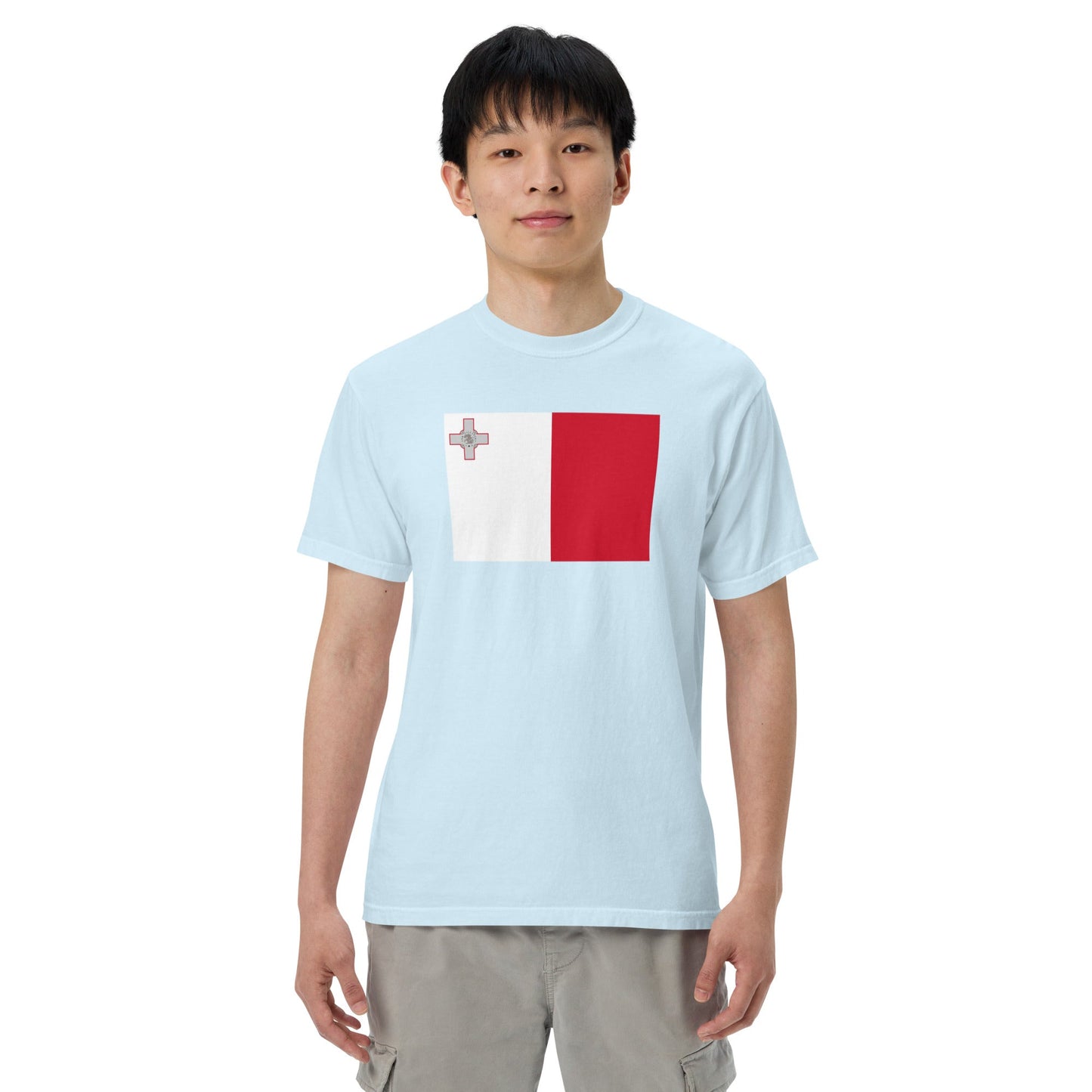Stylish Malta flag t-shirt laid flat, 3X large, true navy