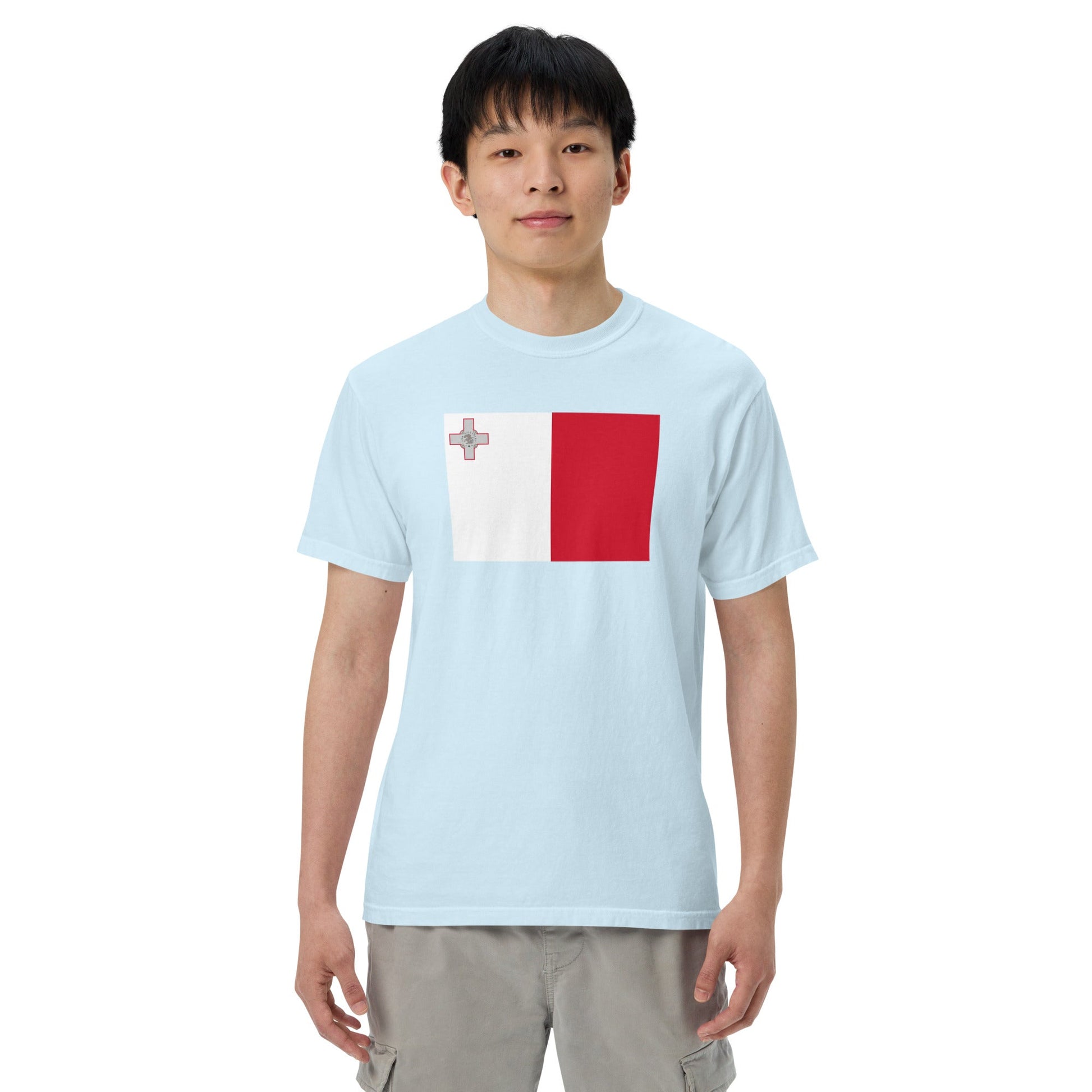Stylish Malta flag t-shirt laid flat, 3X large, true navy
