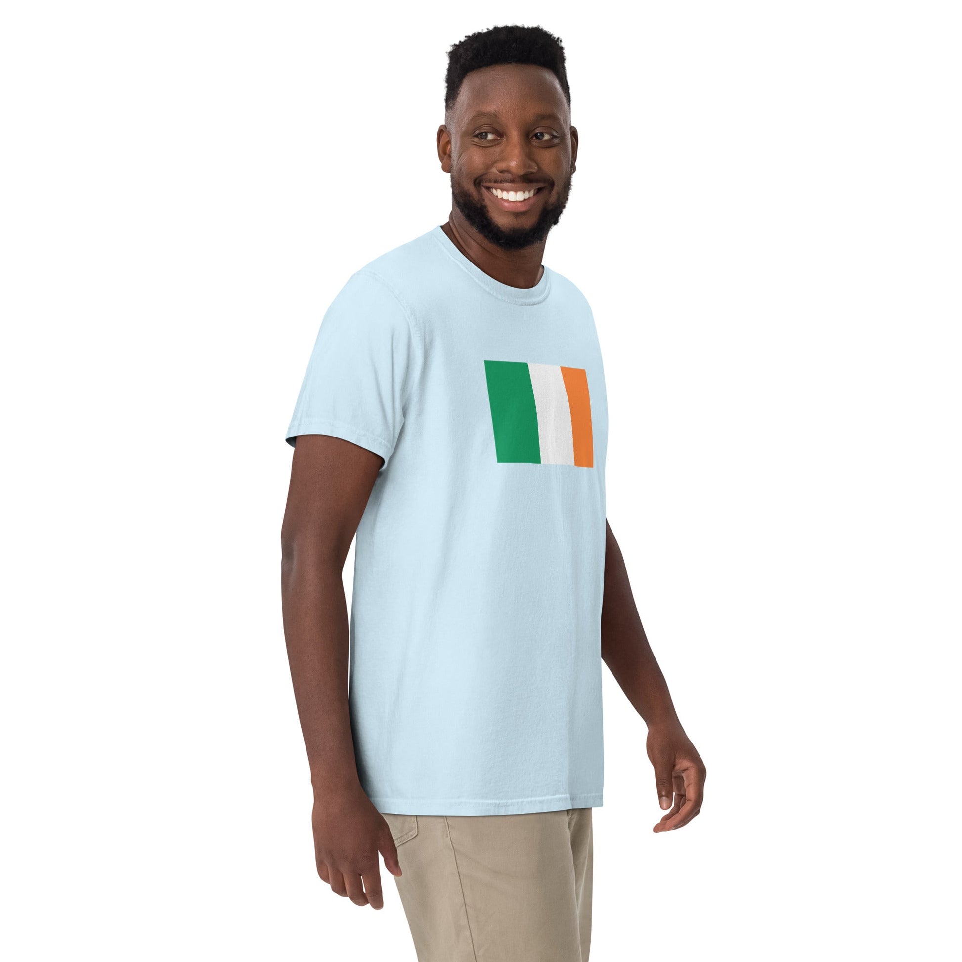 Stylish Ireland flag t-shirt laid flat, extra large, red