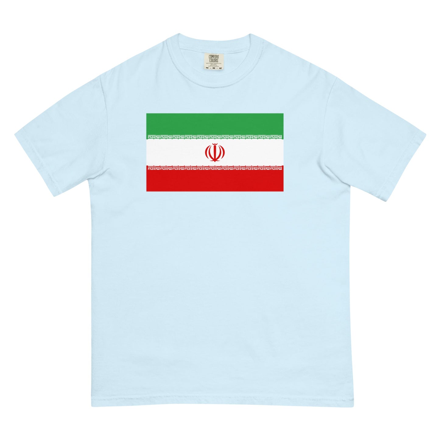 Flat lay of paprika Iran flag tee, 2X large size