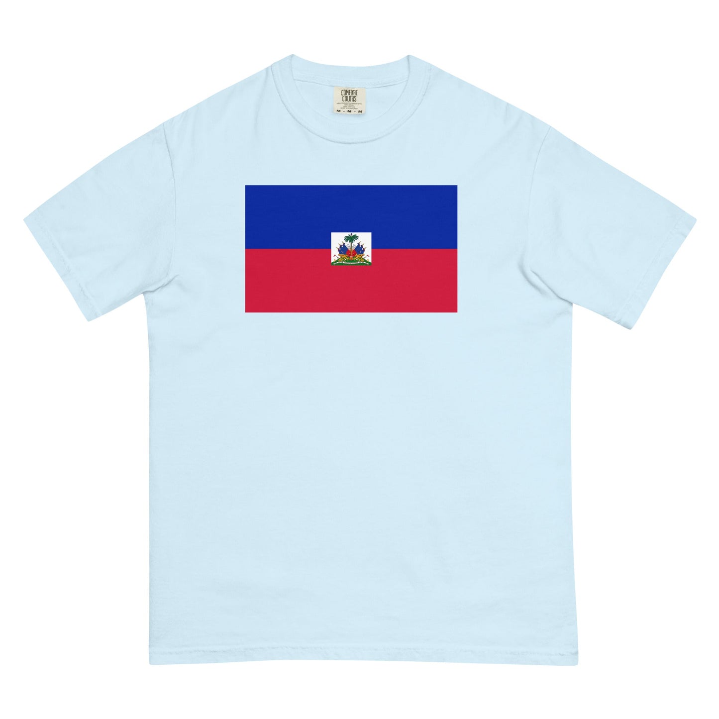 Flat lay of yam Haiti flag tee, 2X large size