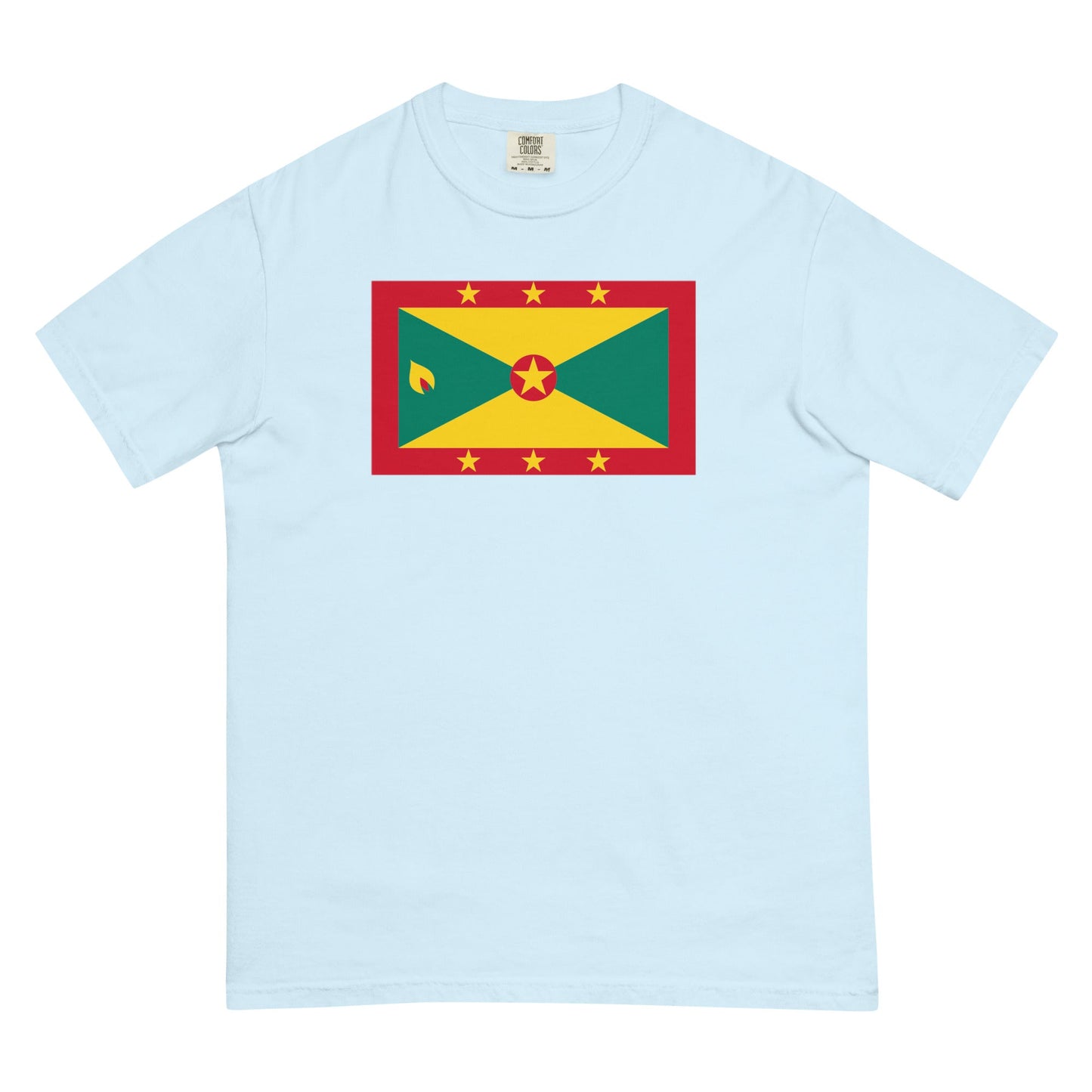 Flat lay of espresso Grenada flag tee, small size