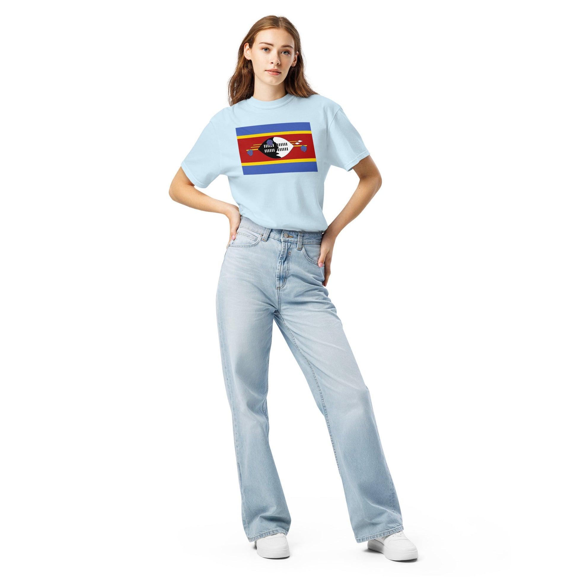 true navy shirt with Eswatini Formerly Swaziland flag design, large