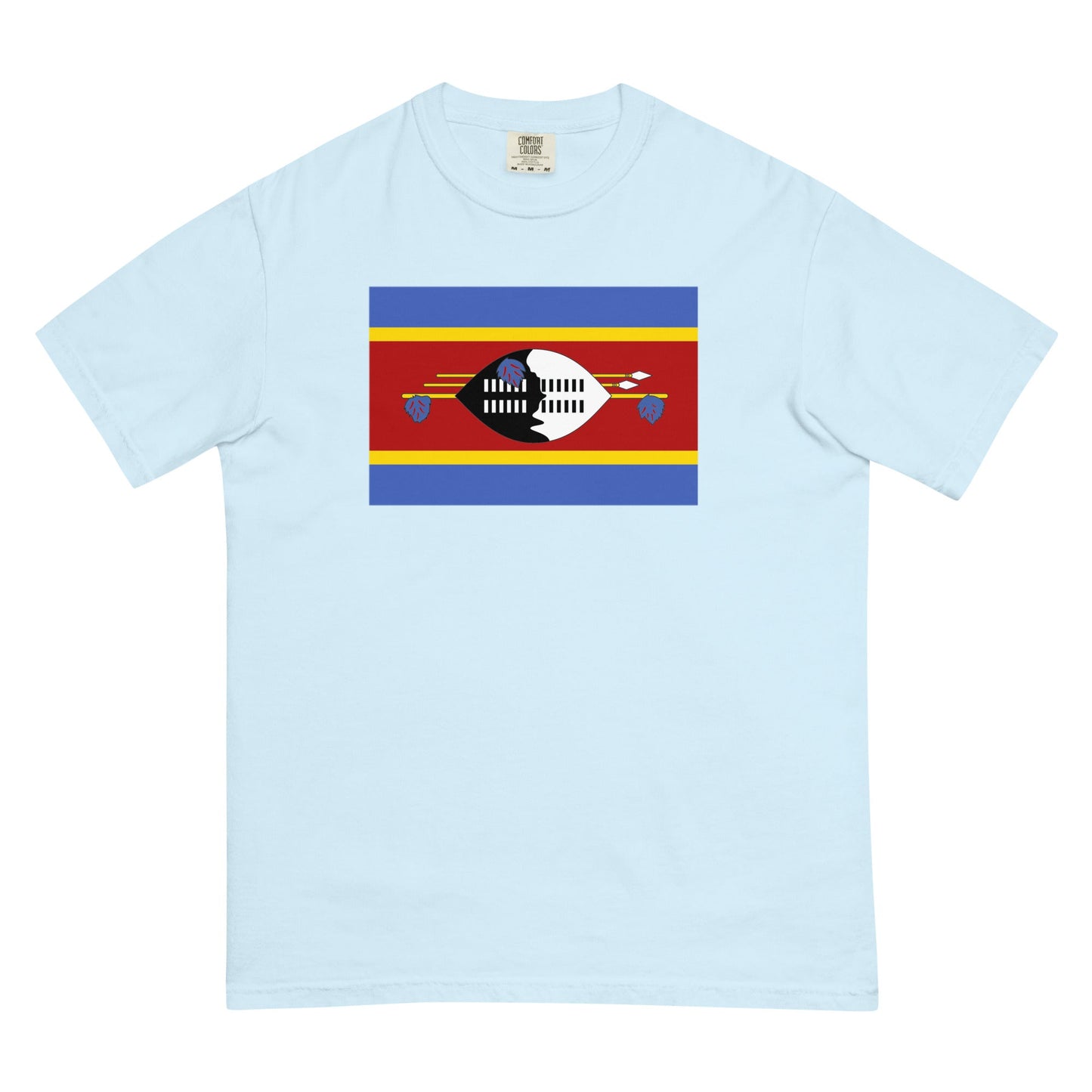 Flat lay of espresso Eswatini Formerly Swaziland flag tee, 2X large size