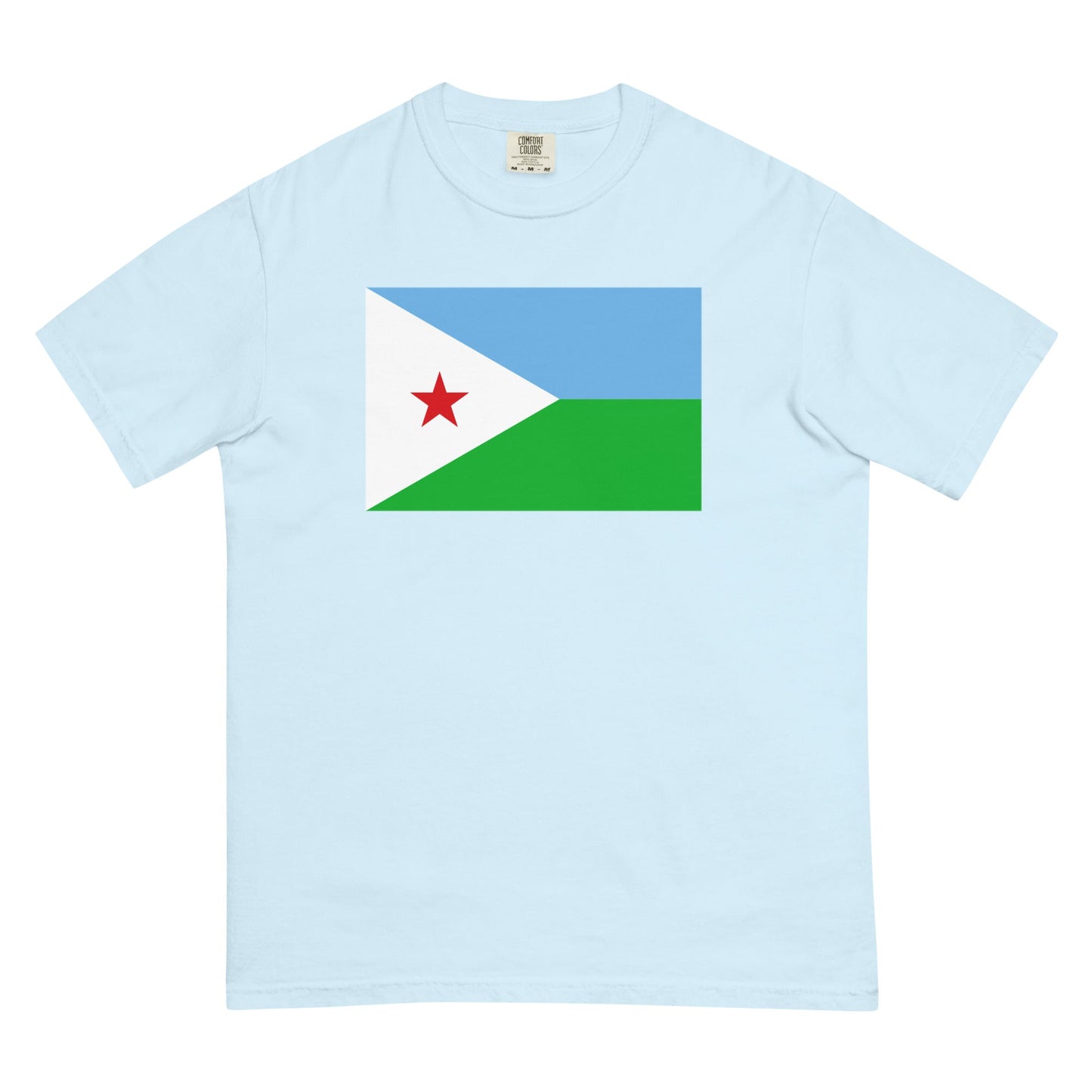 Bold Djibouti flag design tee in espresso, 3X large