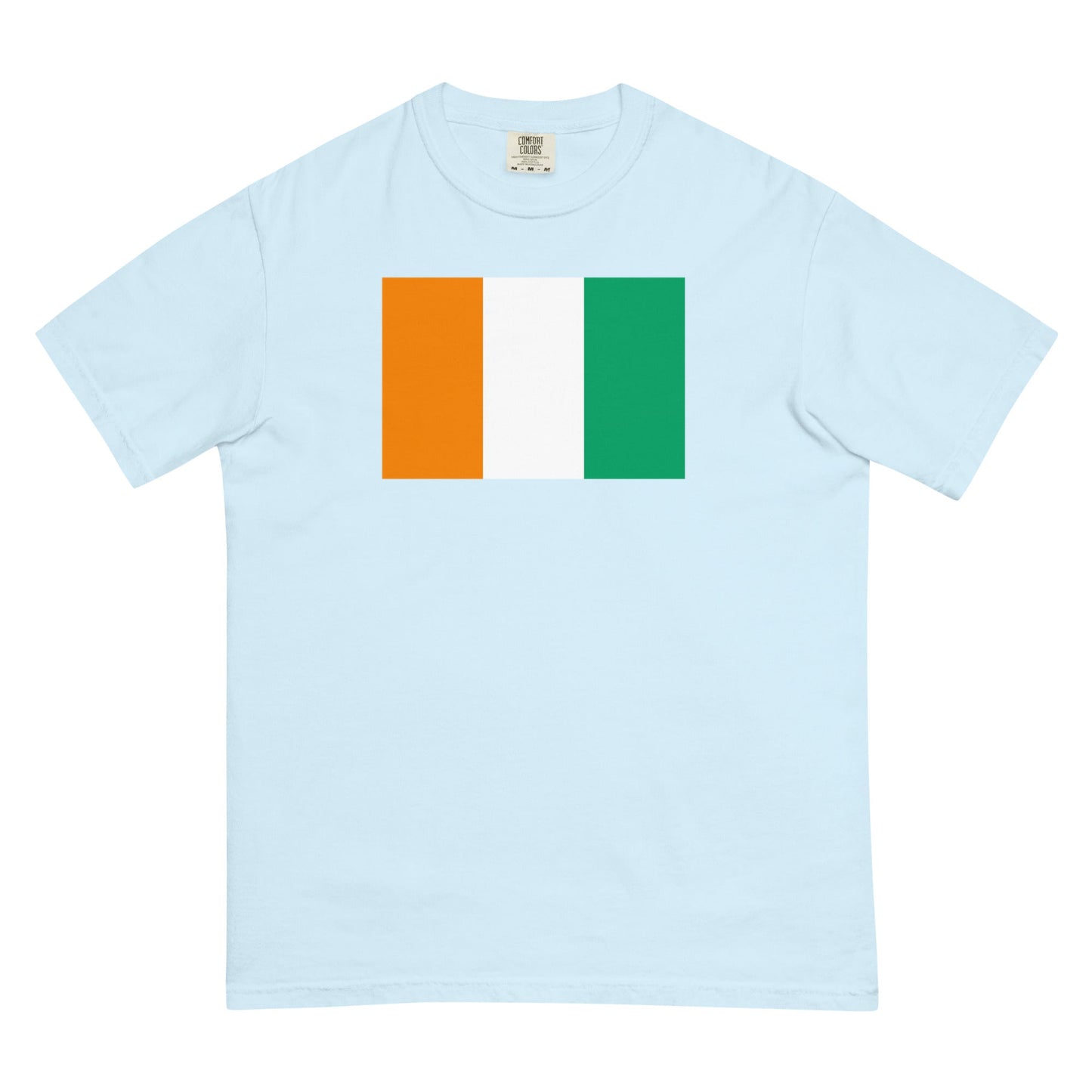 Flat lay of yam Cote Divoire flag tee, medium size