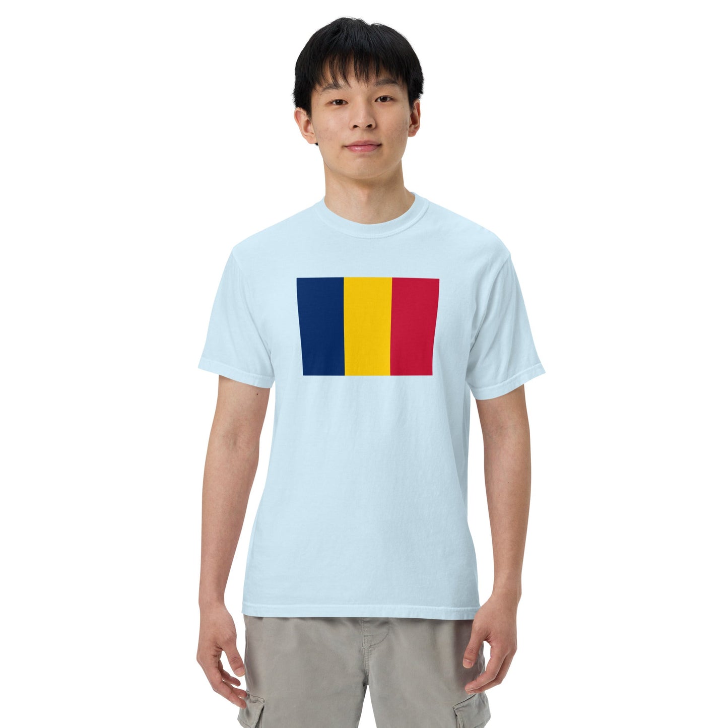Bold Chad flag design tee in true navy, 4X large
