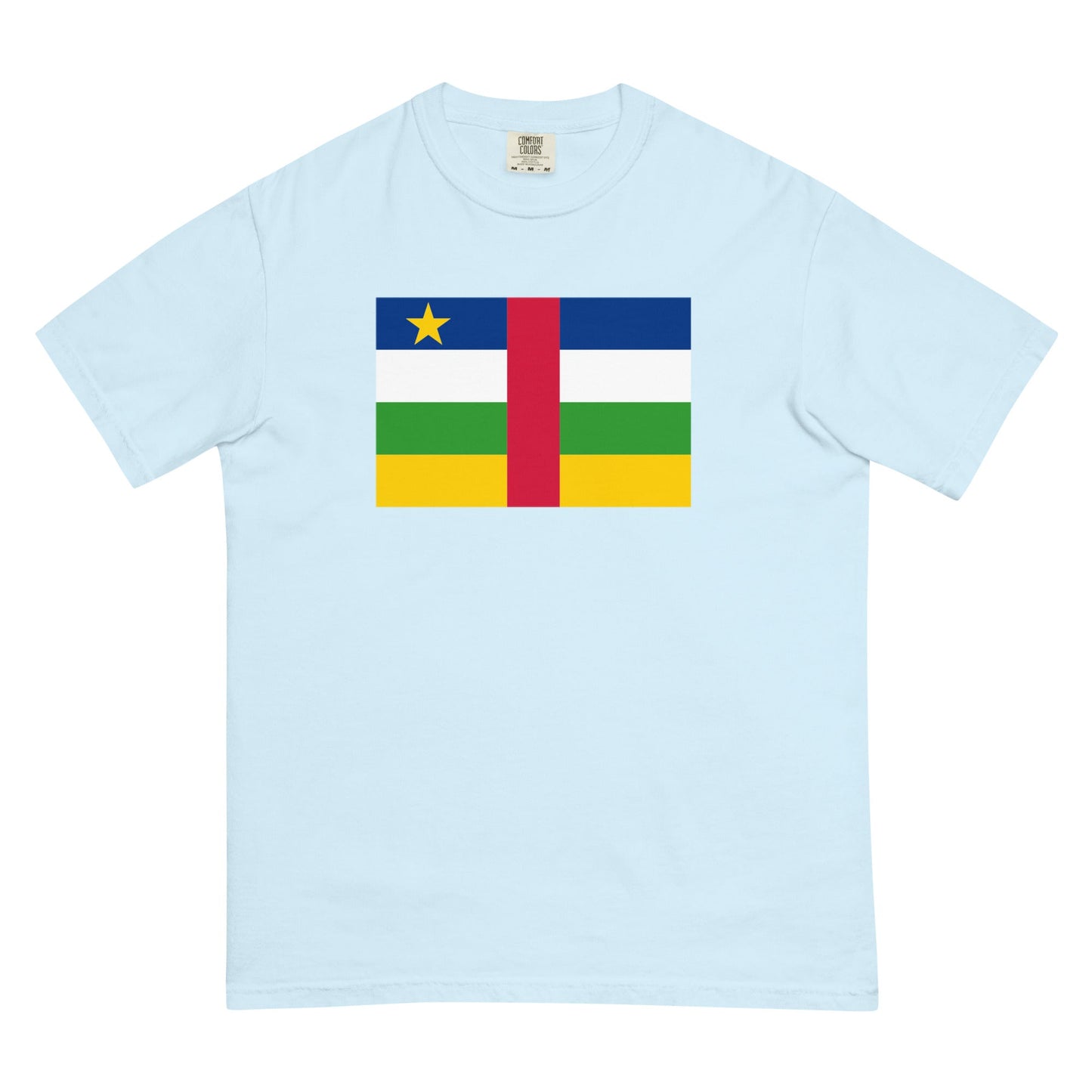 Bold Central African Republic flag design tee in espresso, 2X large