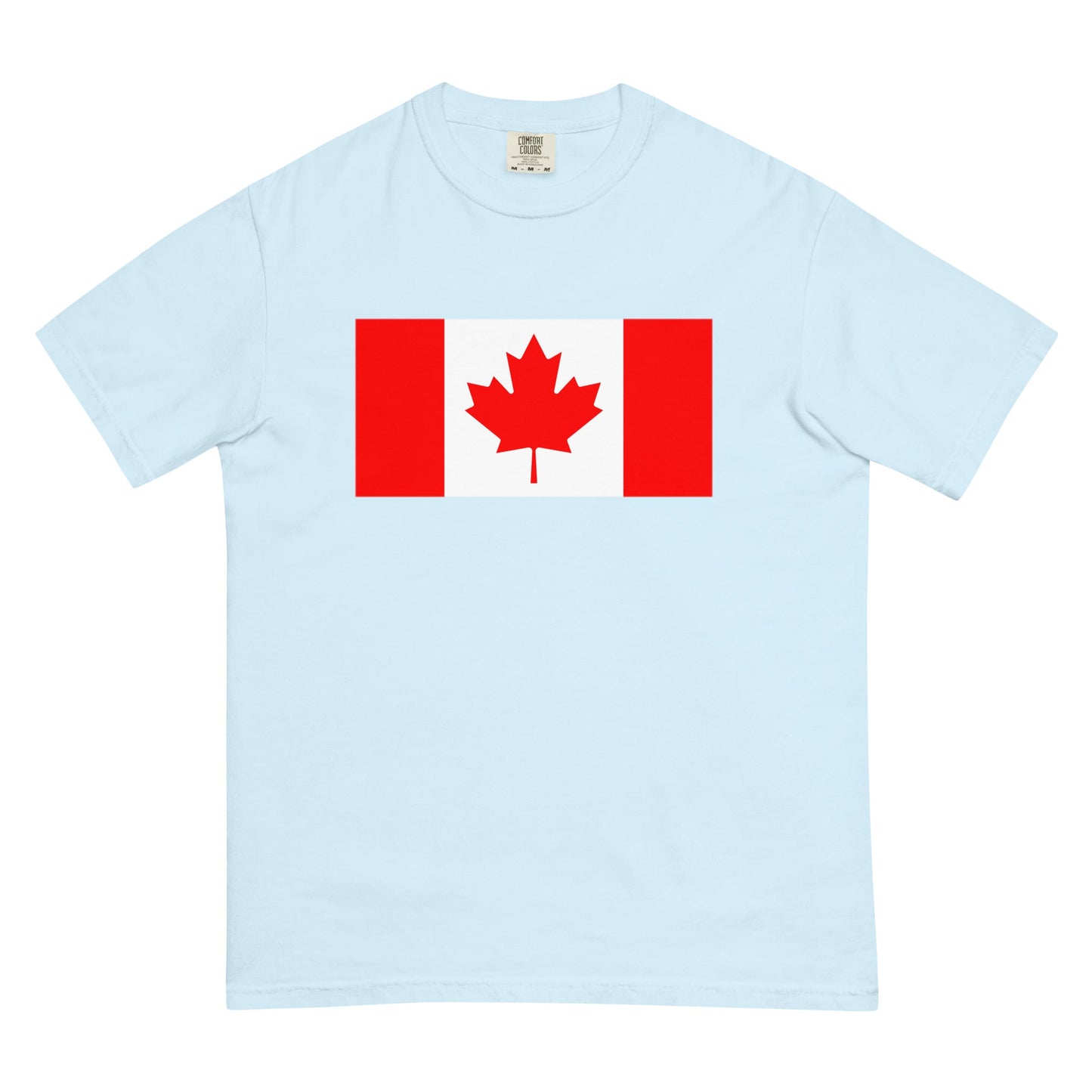 Flat lay of yam Canada flag tee, medium size