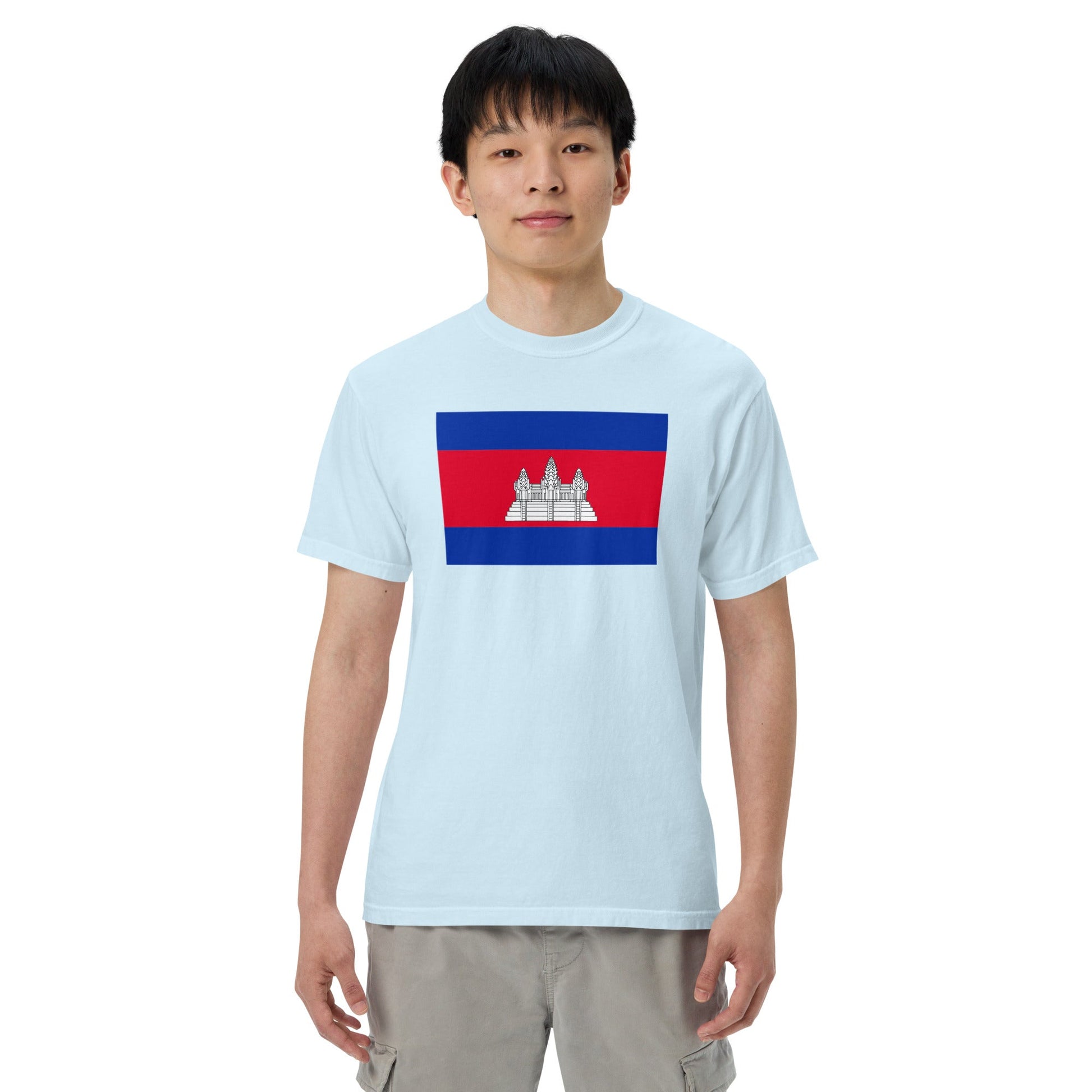 black shirt with Cambodia flag design, extra large