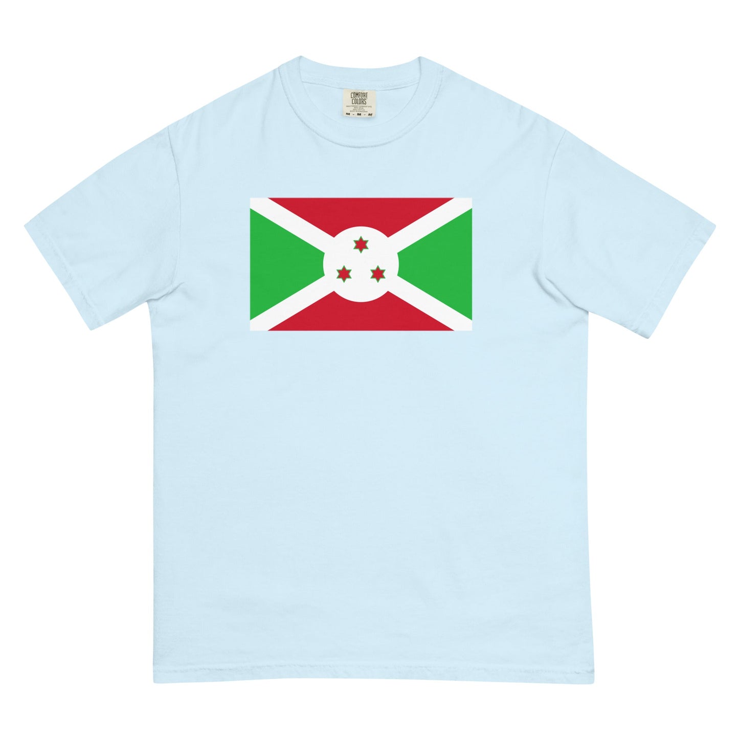 Flat lay of yam Burundi flag tee, small size