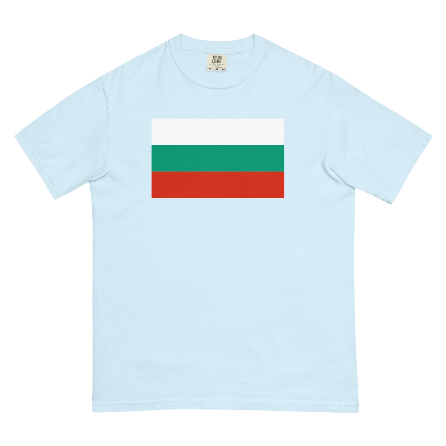 Stylish Bulgaria flag t-shirt laid flat, 3X large, crimson