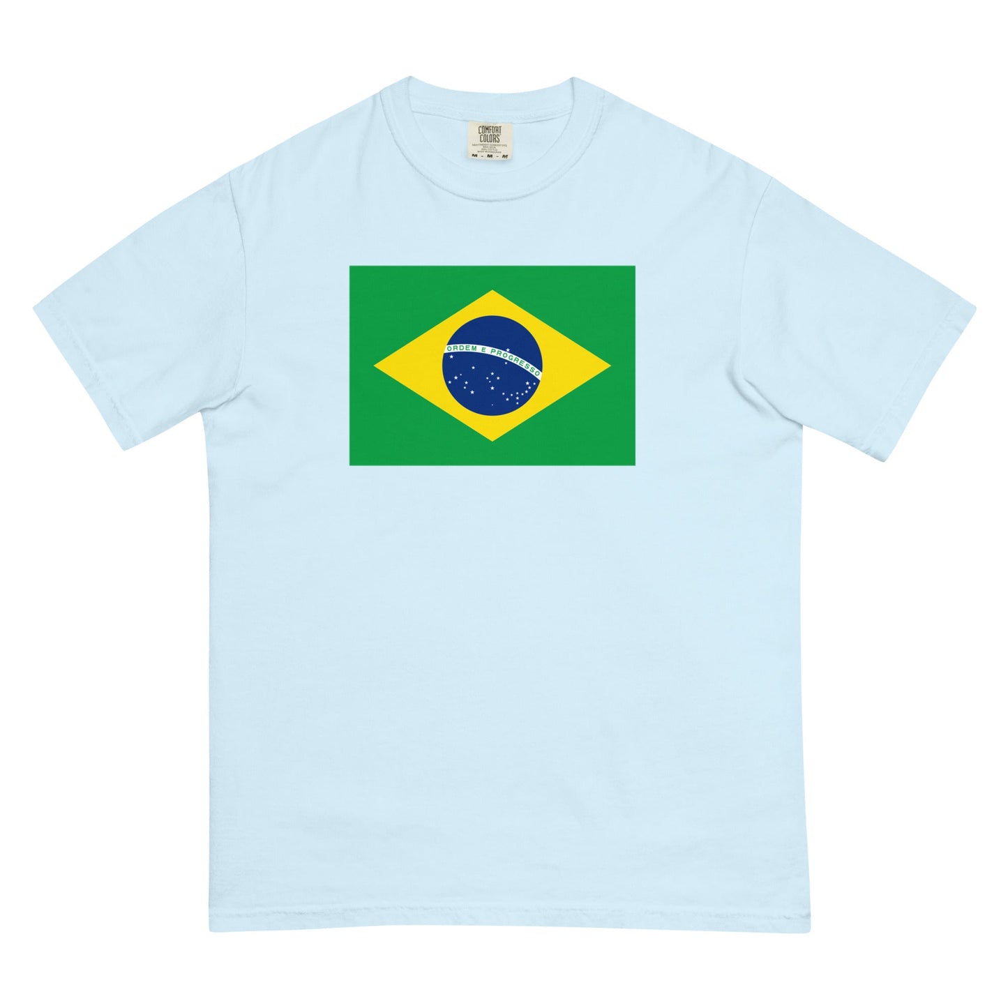 Flat lay of paprika Brazil flag tee, extra large size