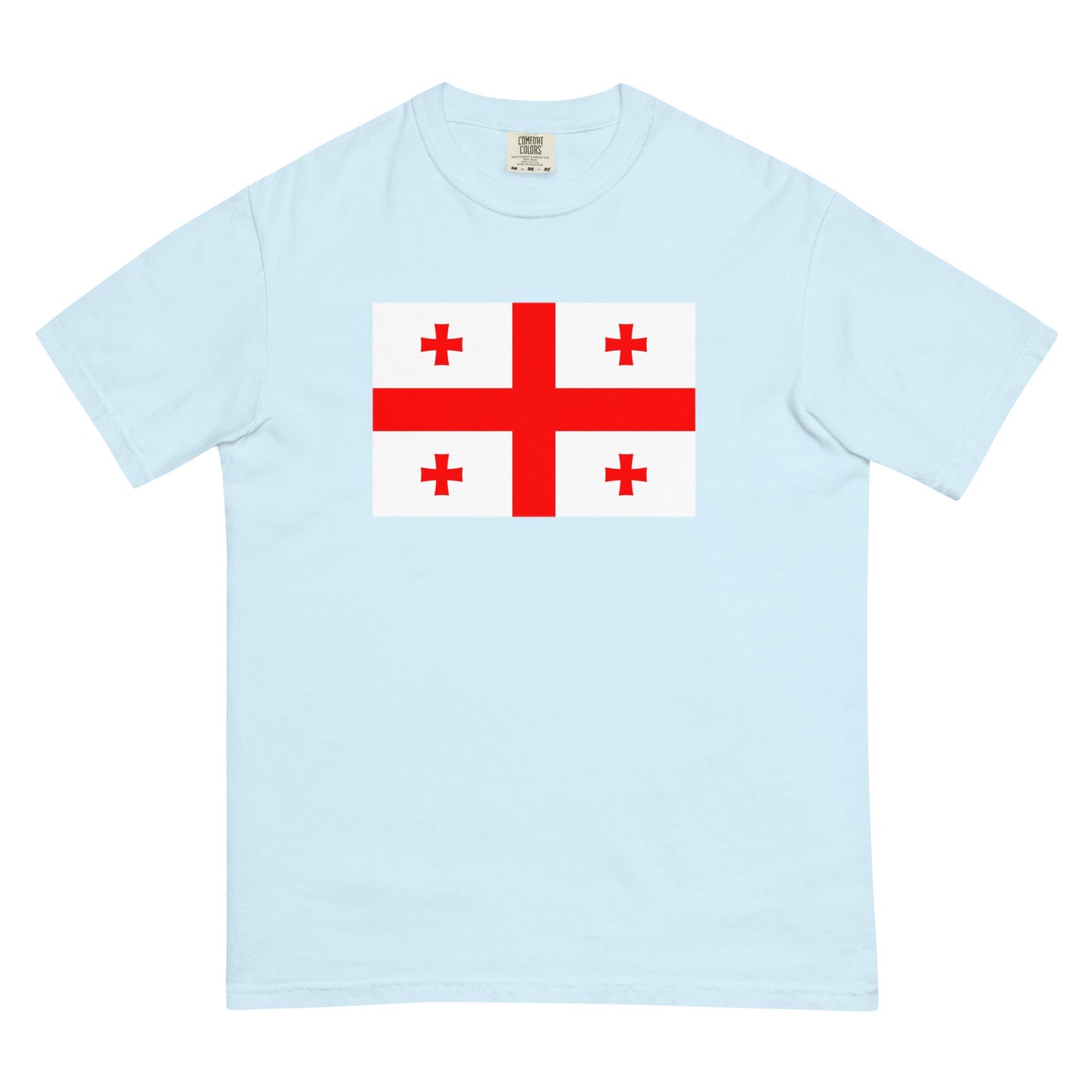 Flat lay of flo blue Georgia flag tee, 2X large size