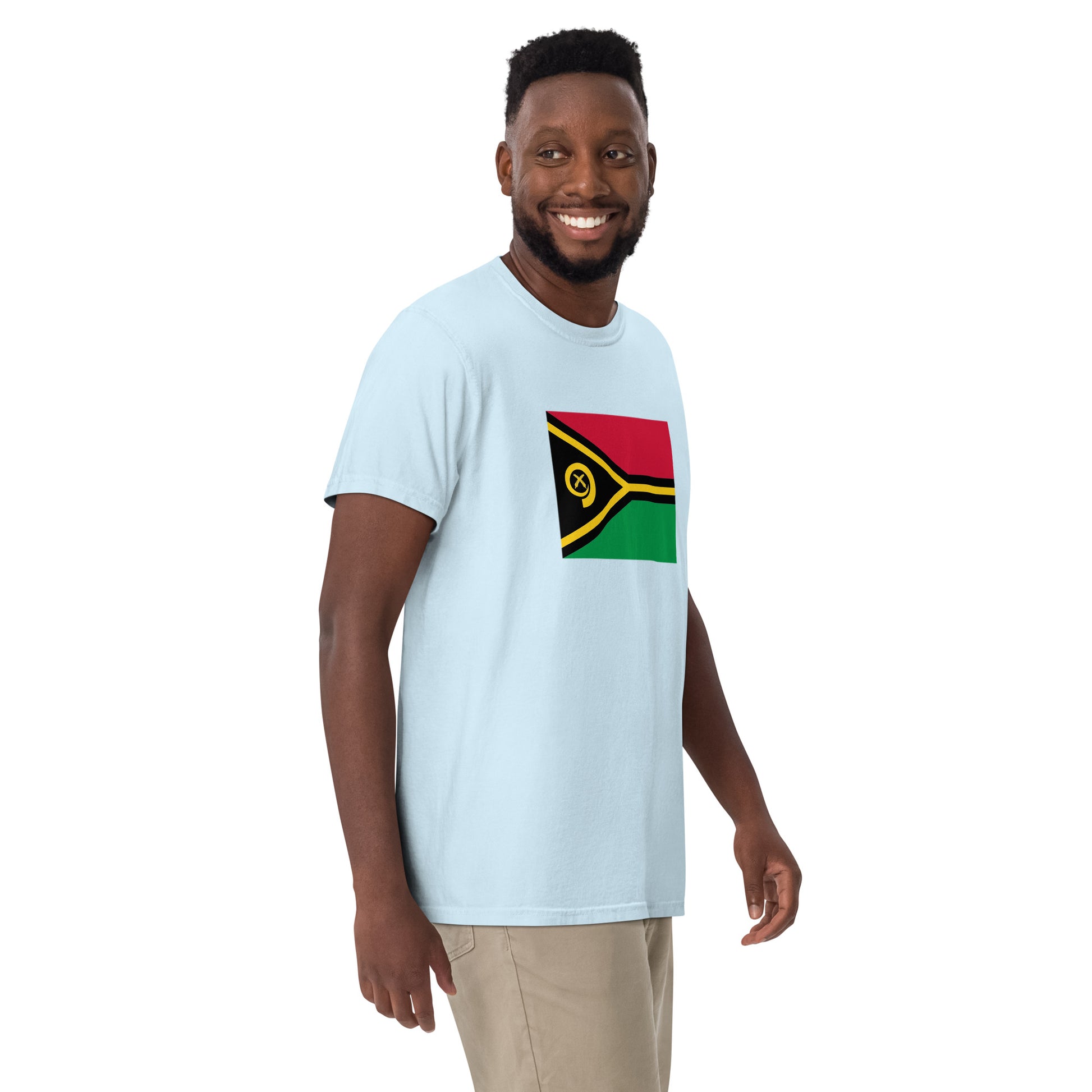 Bold Vanuatu flag design tee in brick, medium