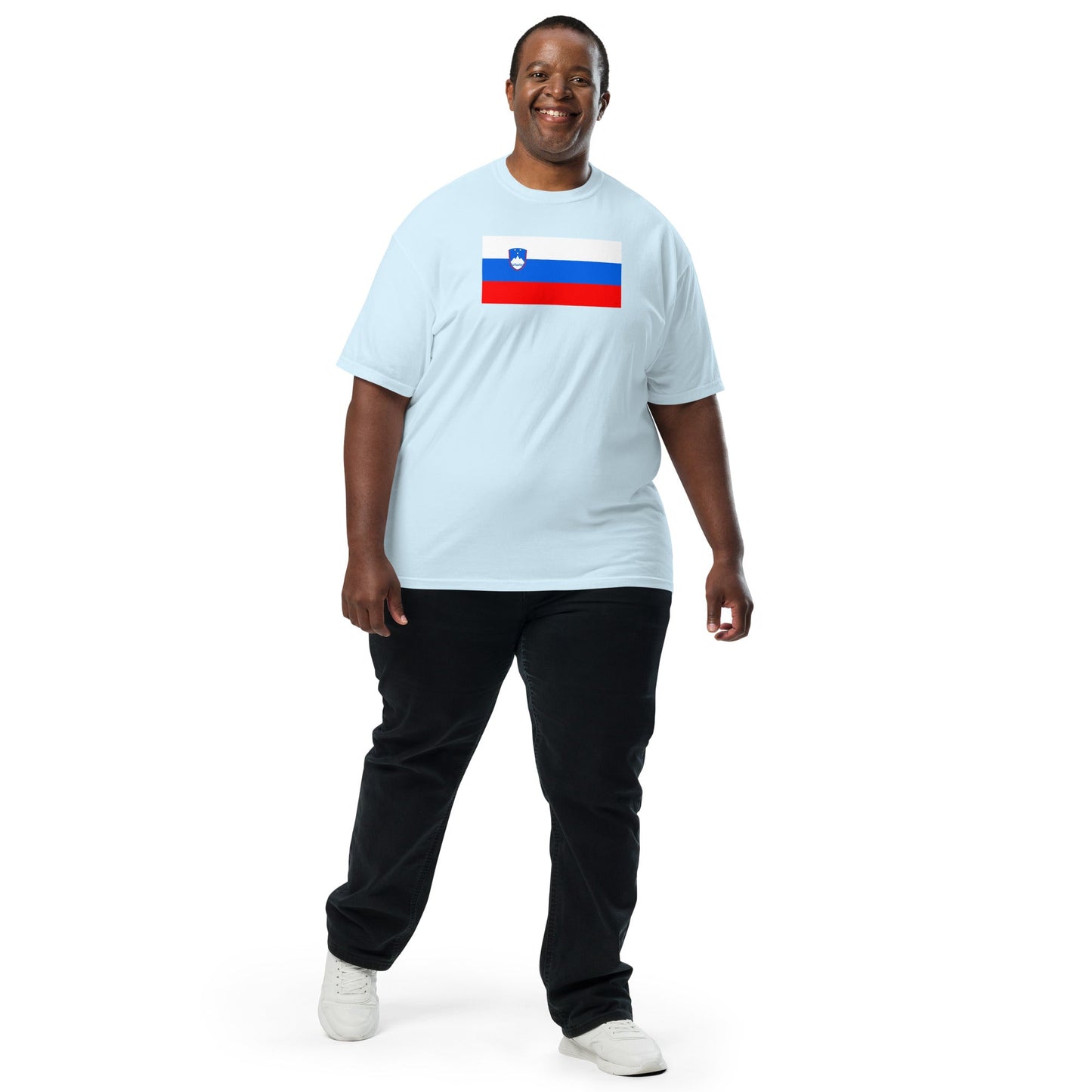 Bold Slovenia flag design tee in moss, 2X large