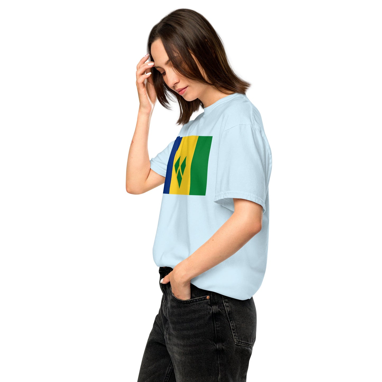 Flag tee representing Saint Vincent And The Grenadines in black, 3X large
