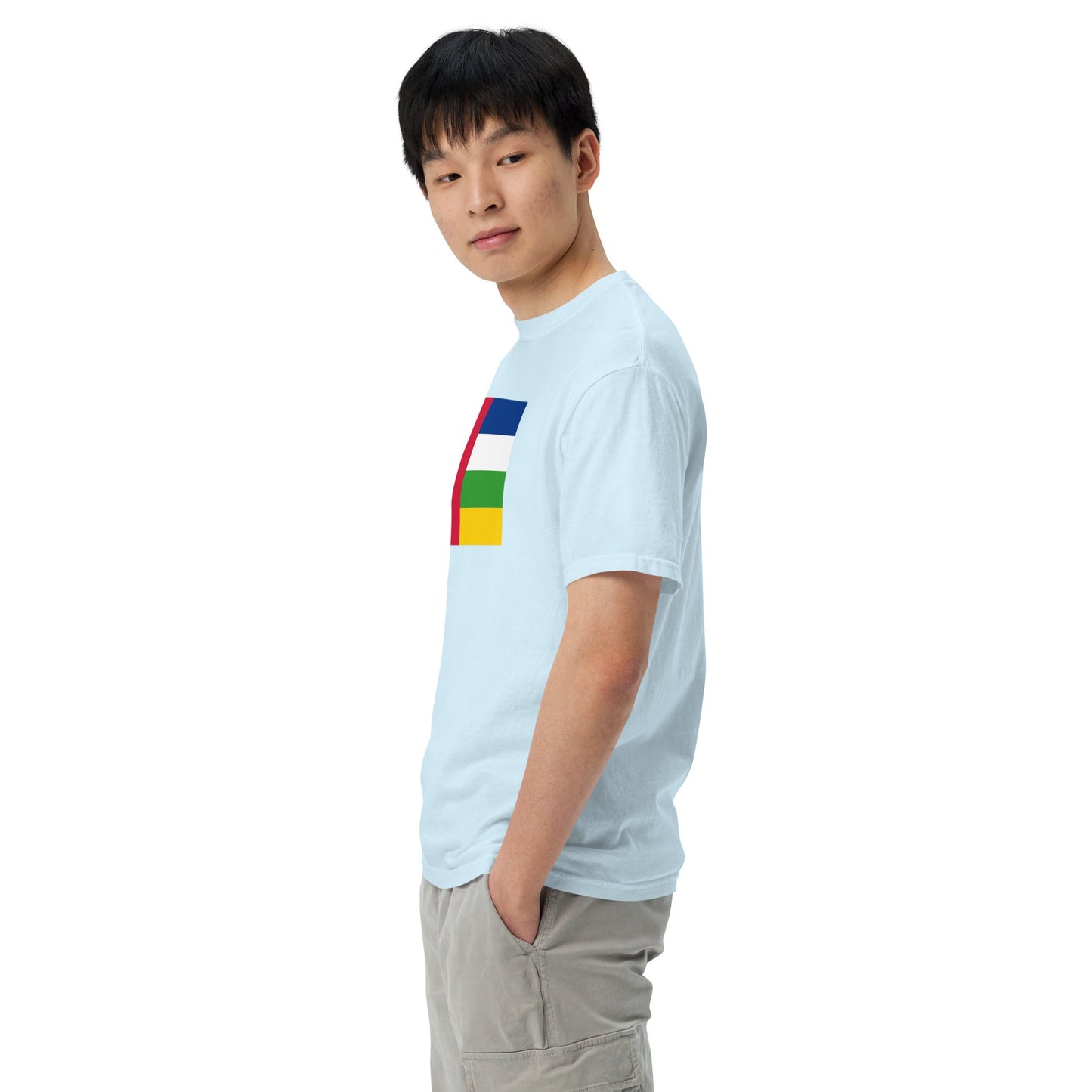 true navy shirt with Central African Republic flag design, large