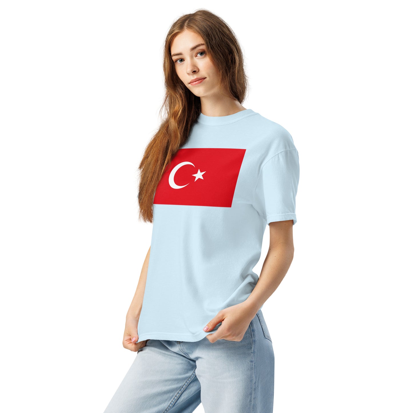 Flag tee representing Turkey in berry, large