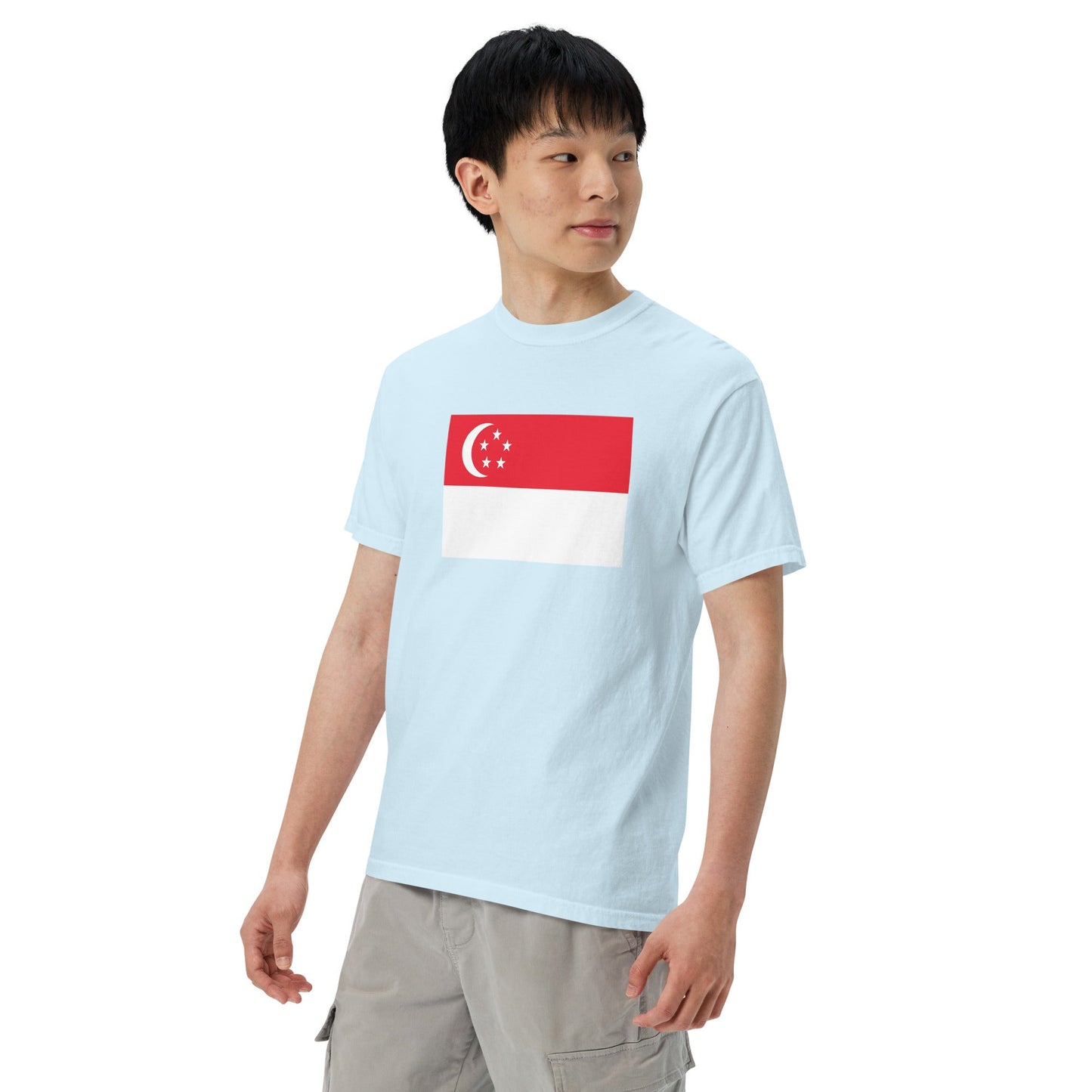 Bold Singapore flag design tee in black, large