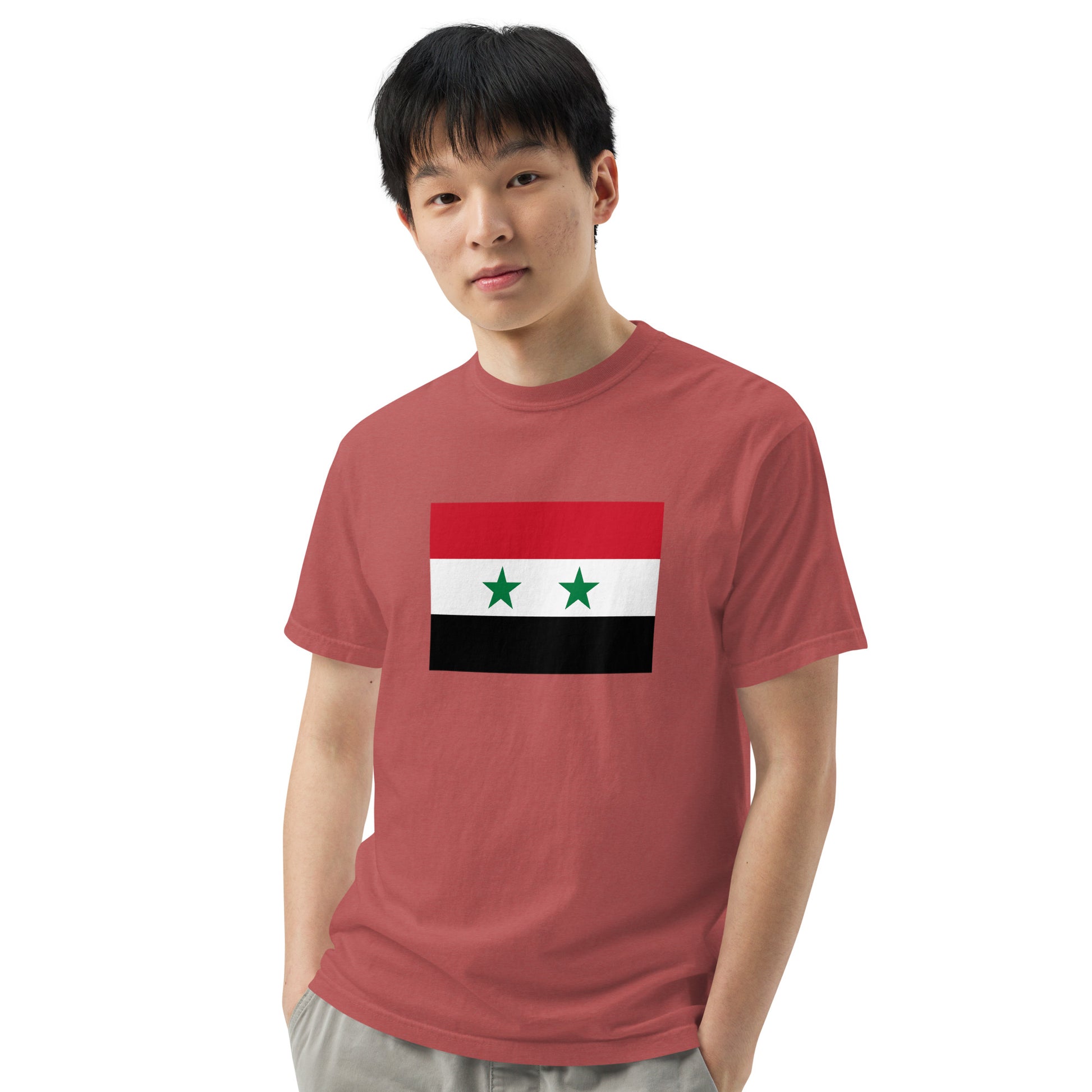 Syria flag shirt in black, size large