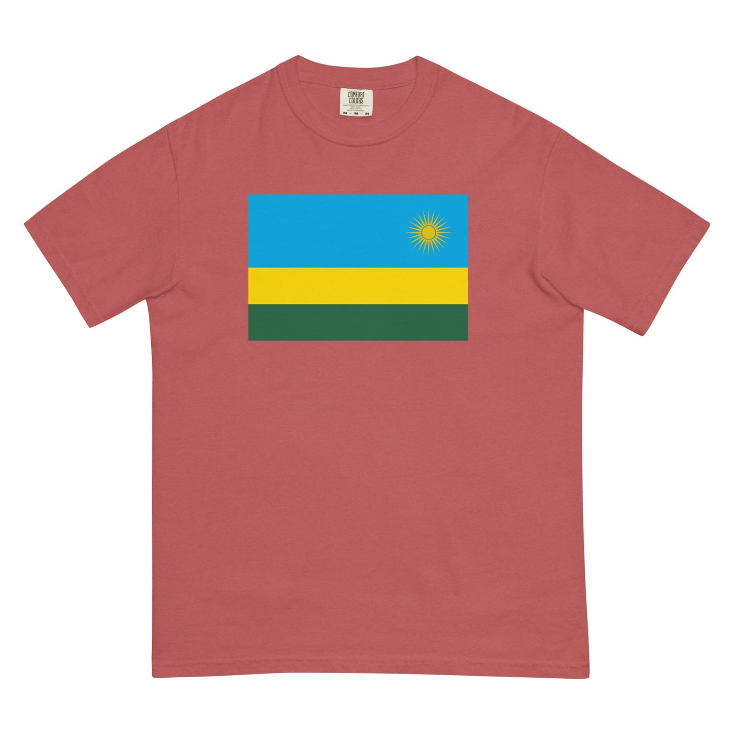 Flat lay of red Saint Kitts And Nevis 1 flag tee, small size