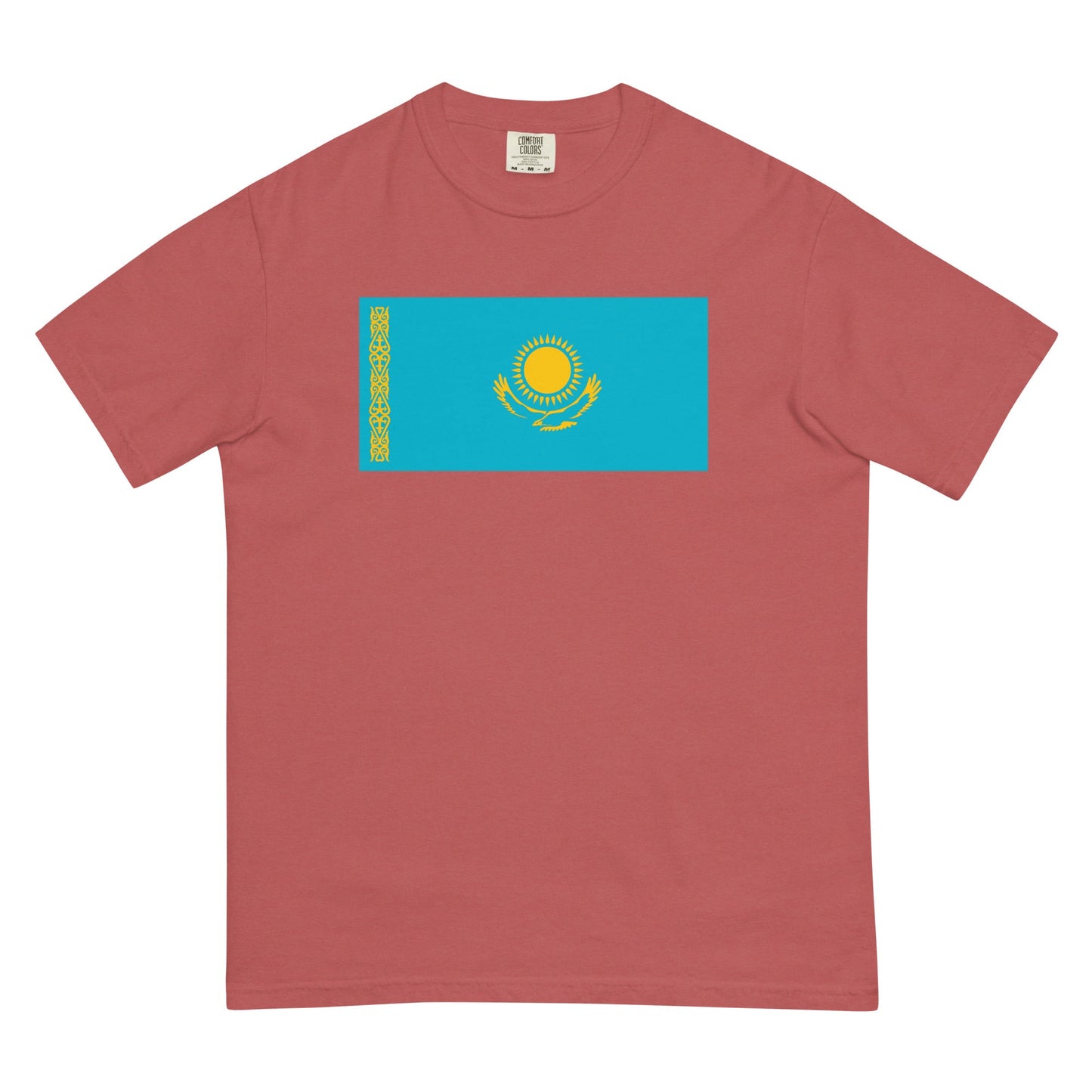 blue spruce shirt with Kazakhstan flag design, medium