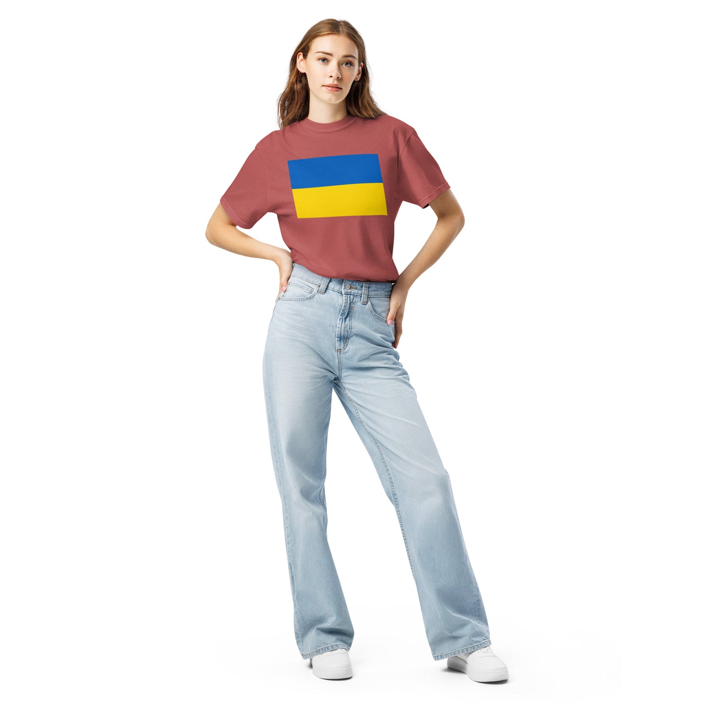 Flat lay of black Ukraine flag tee, 2X large size