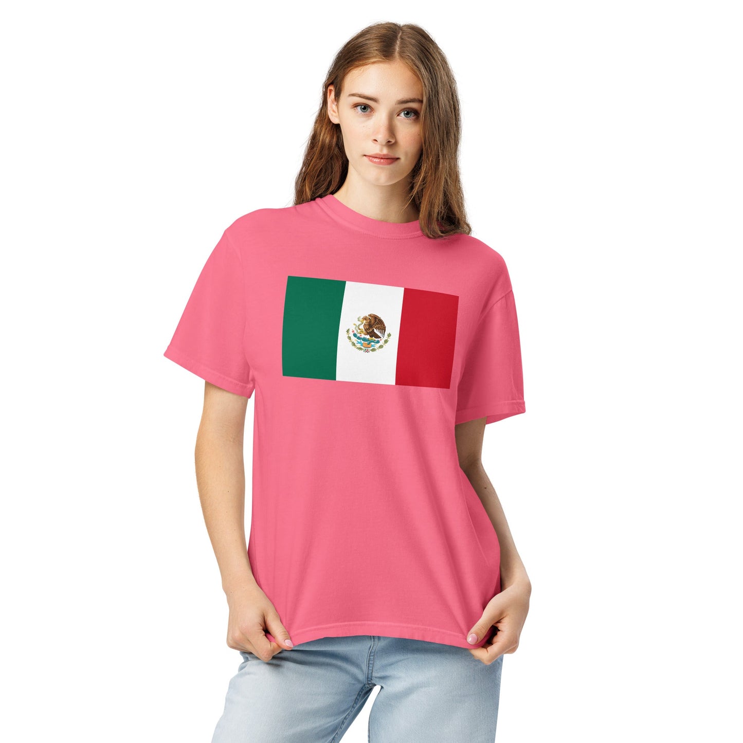 Stylish Mexico 1 flag t-shirt laid flat, 4X large, black
