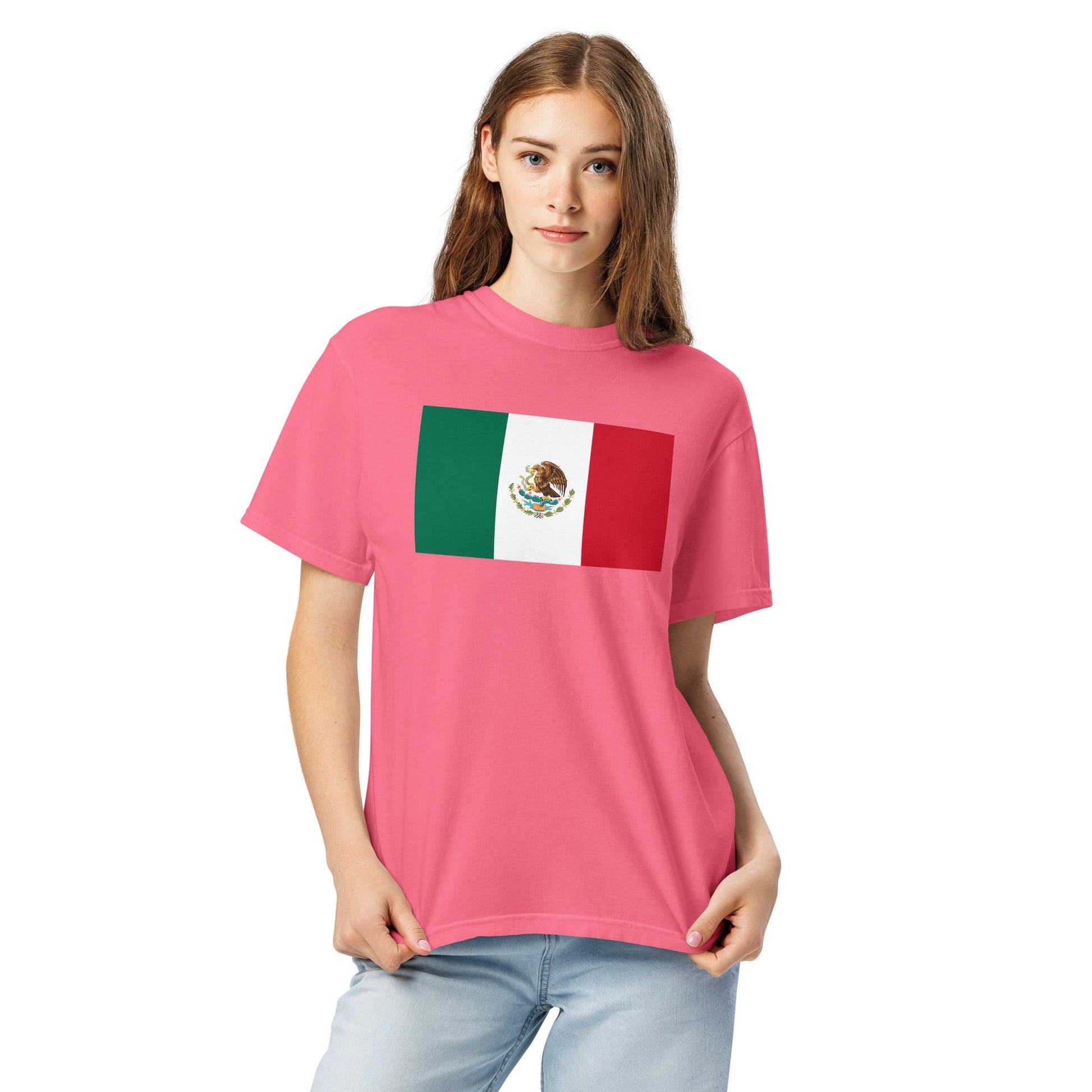 Stylish Mexico 1 flag t-shirt laid flat, 4X large, black