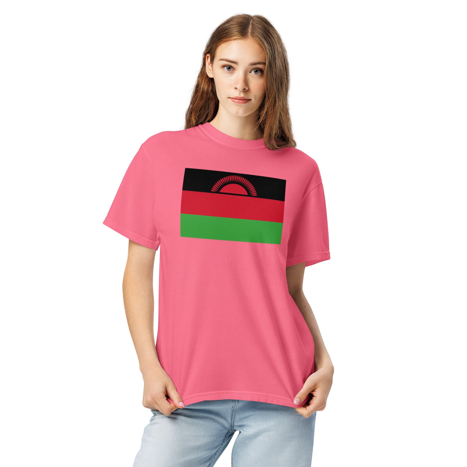 Bold Malawi flag design tee in red, medium