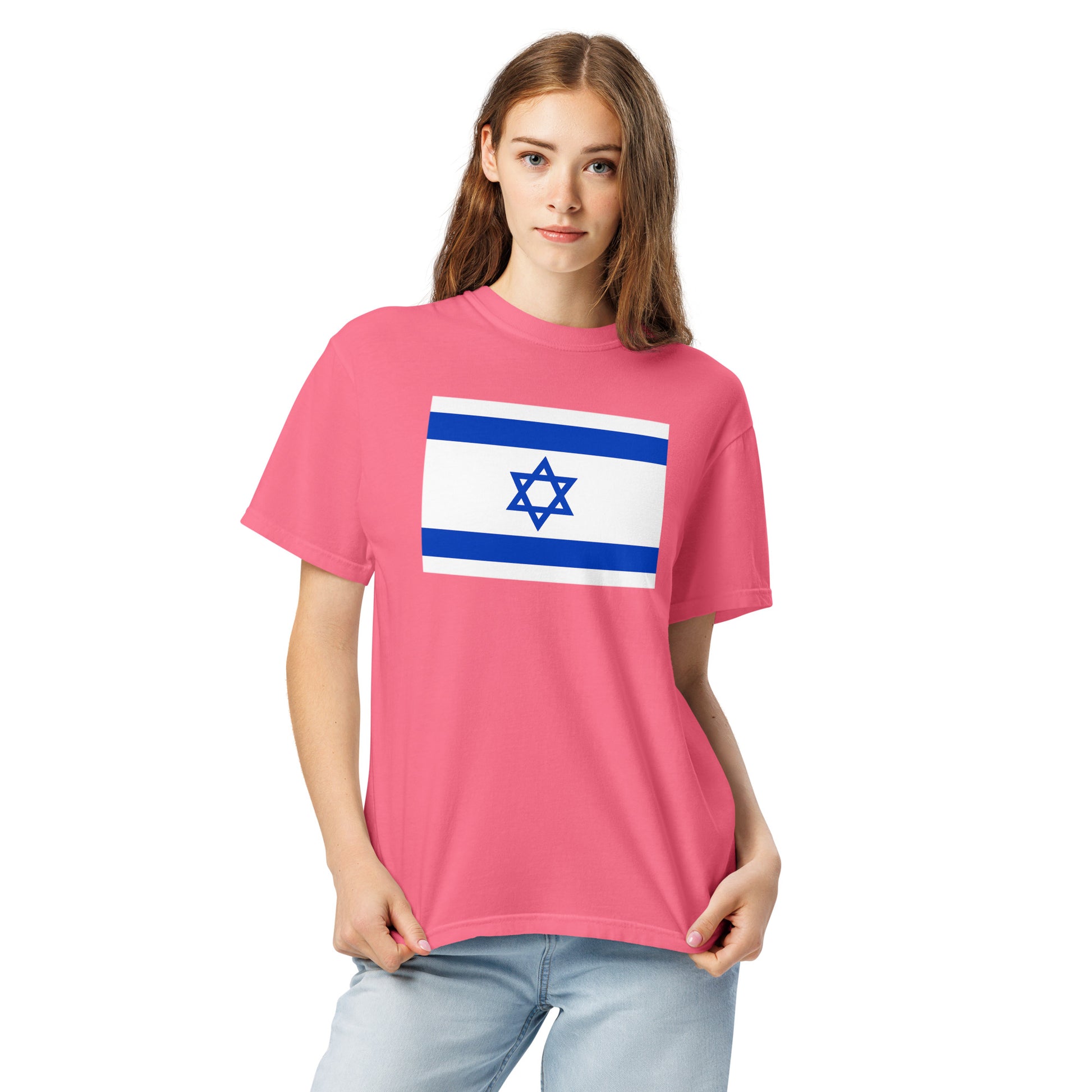 Stylish Israel flag t-shirt laid flat, 4X large, black