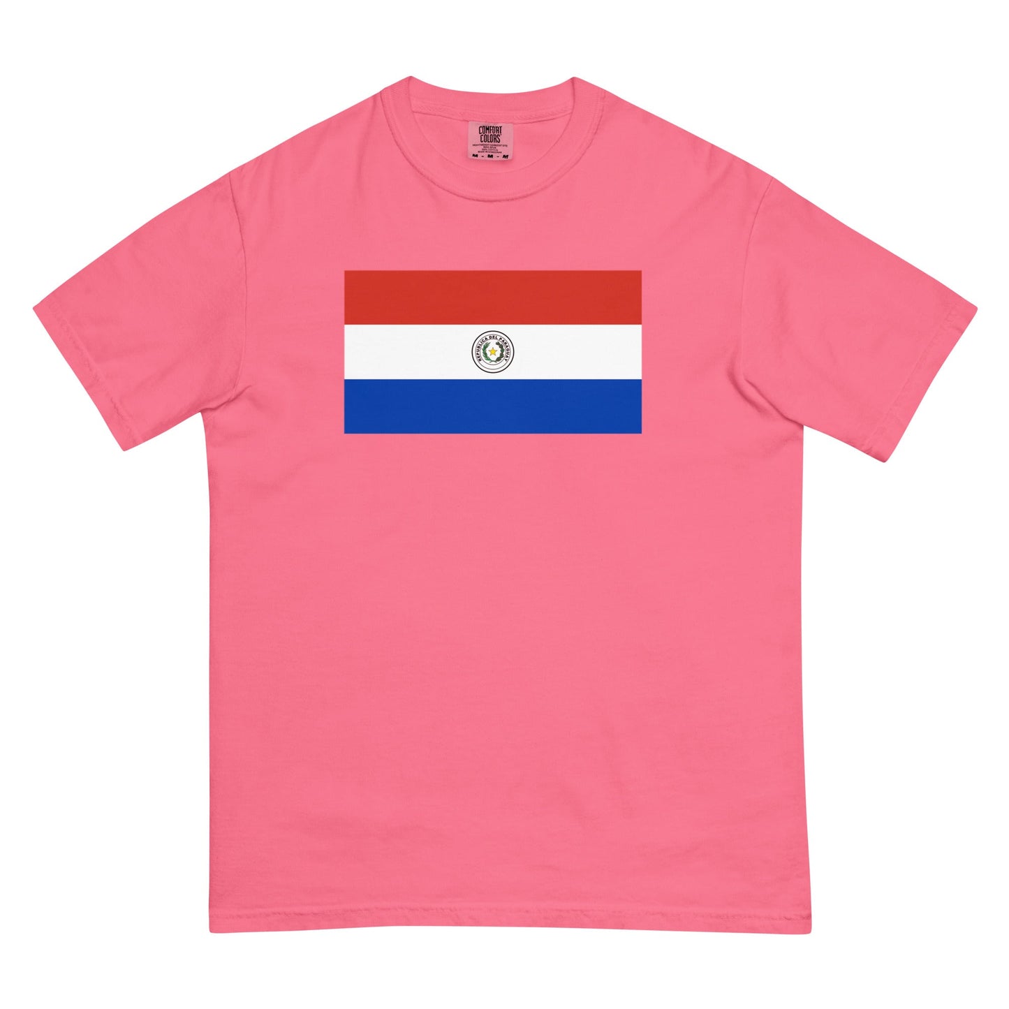 Flat lay of true navy Paraguay 1 flag tee, 4X large size