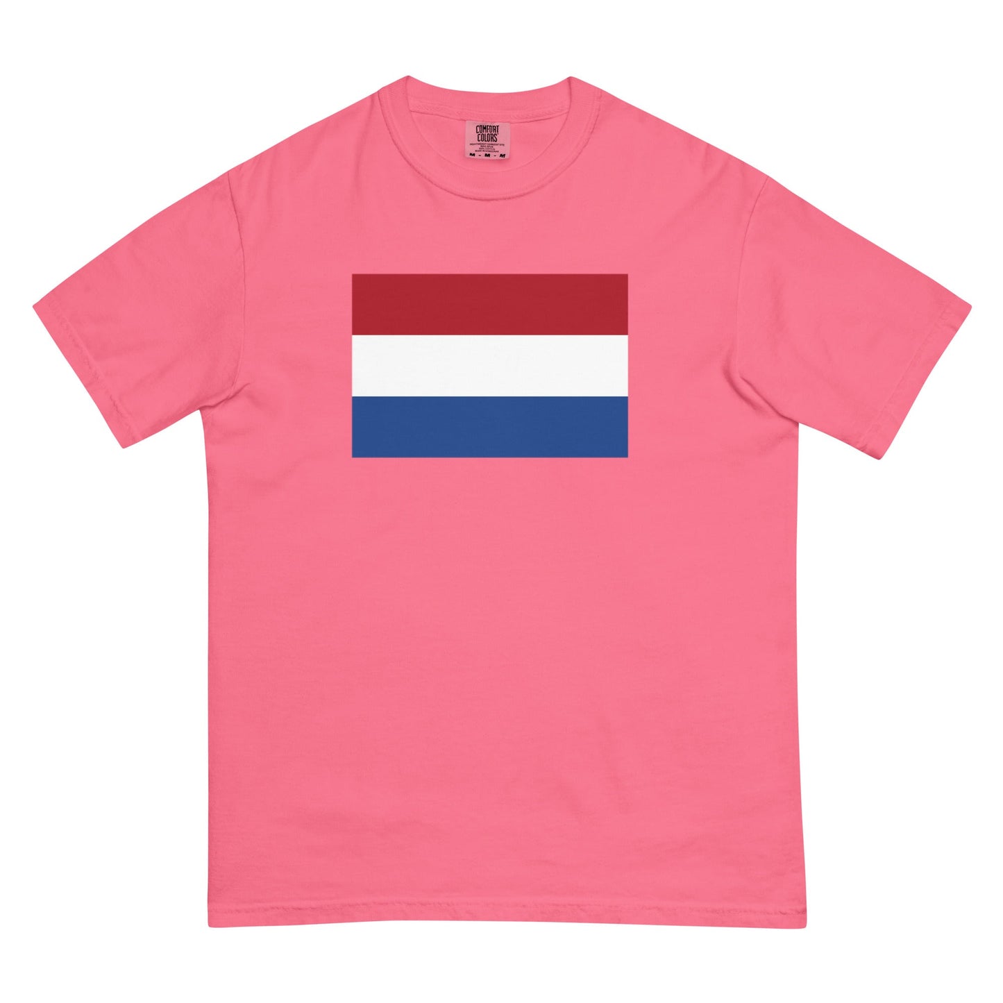 Flat lay of brick New Zealand flag tee, medium size